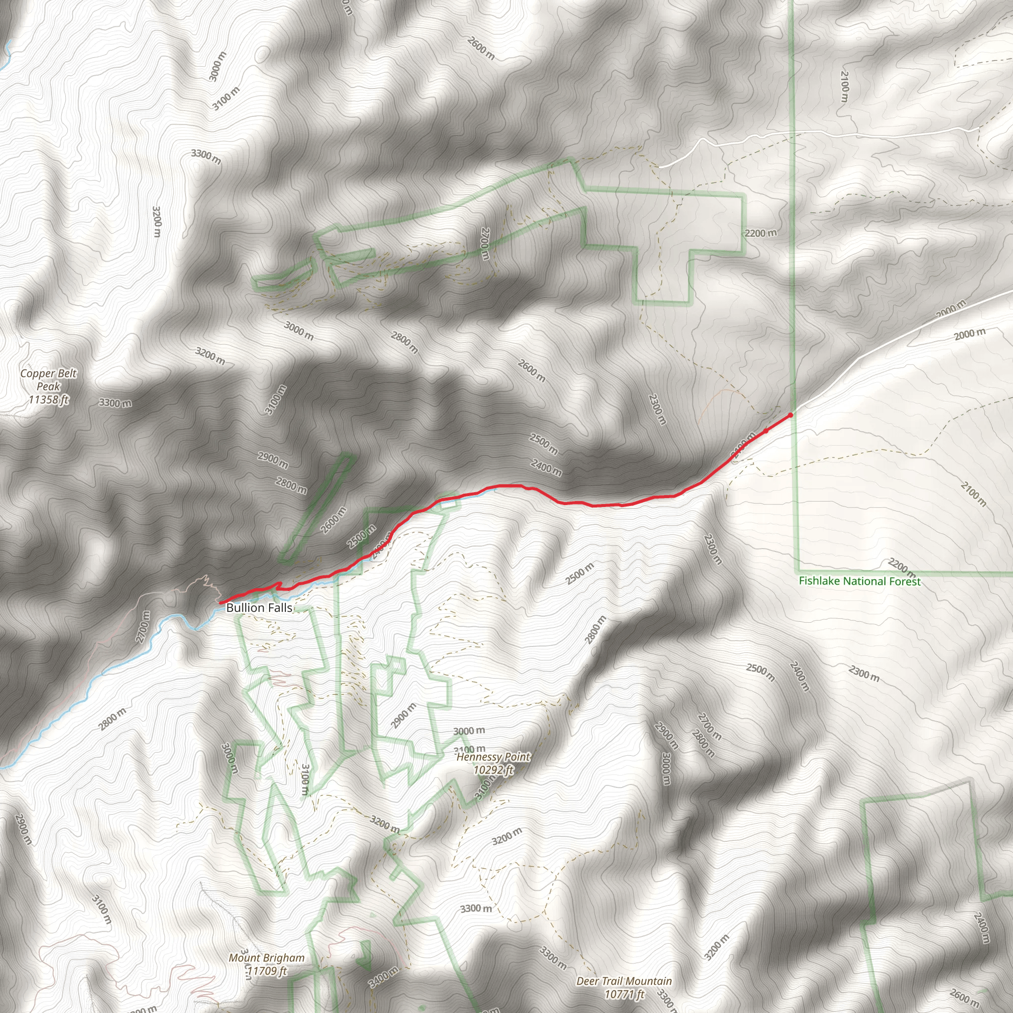 Pine Creek and Bullion Pasture - Miners Park mobile static map