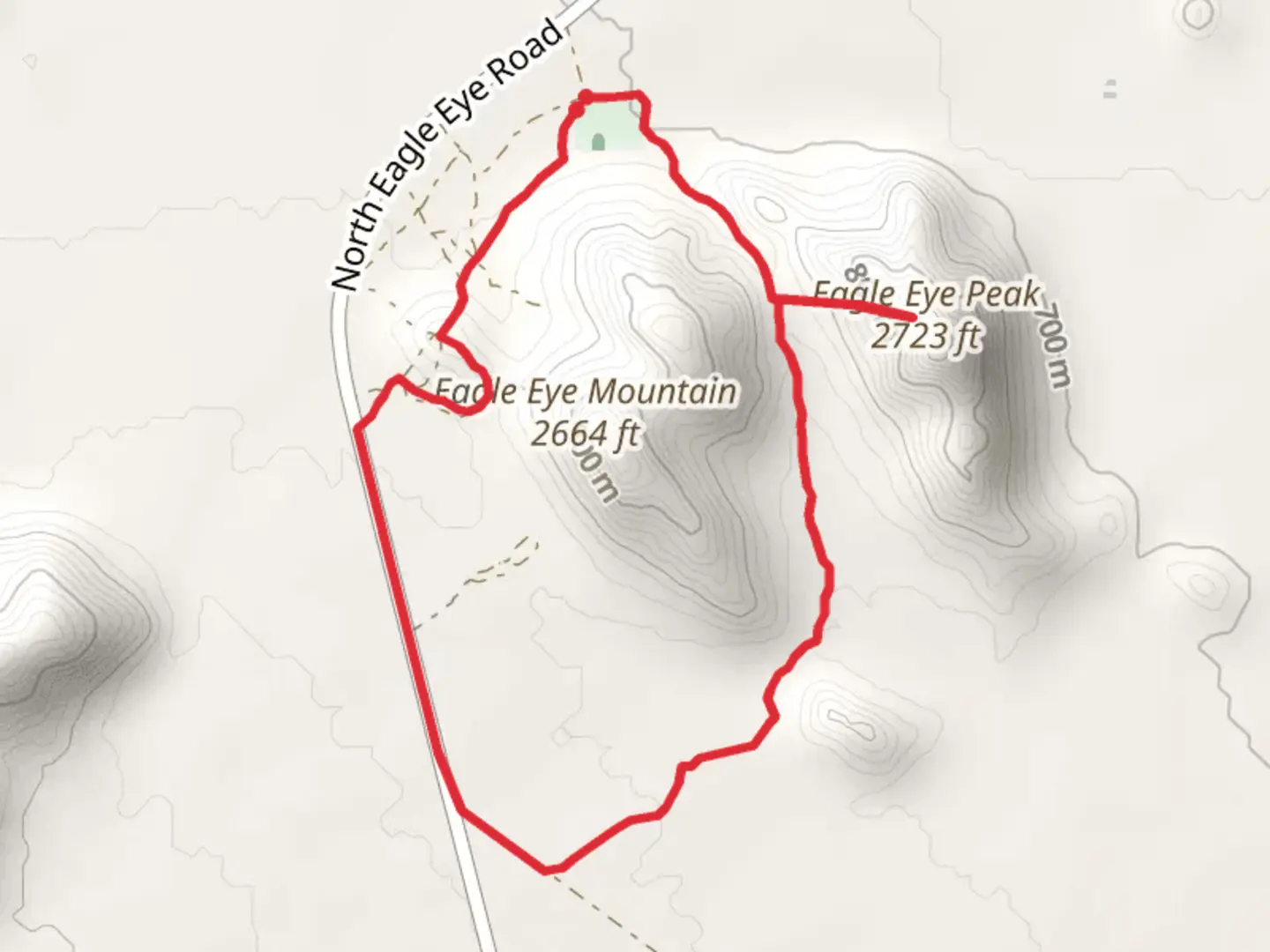 An image depicting the trail Eagle Eye Peak and Eagle Eye Mountain Loop and its surrounding area.