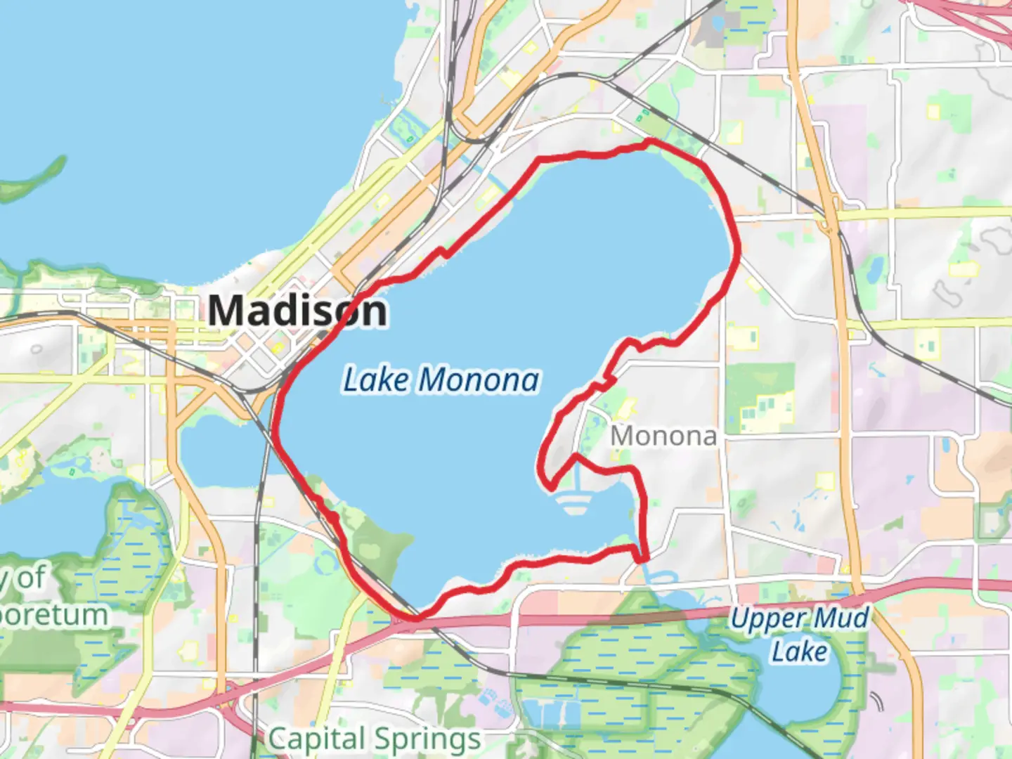 An image depicting the trail Lake Monona Loop and its surrounding area.