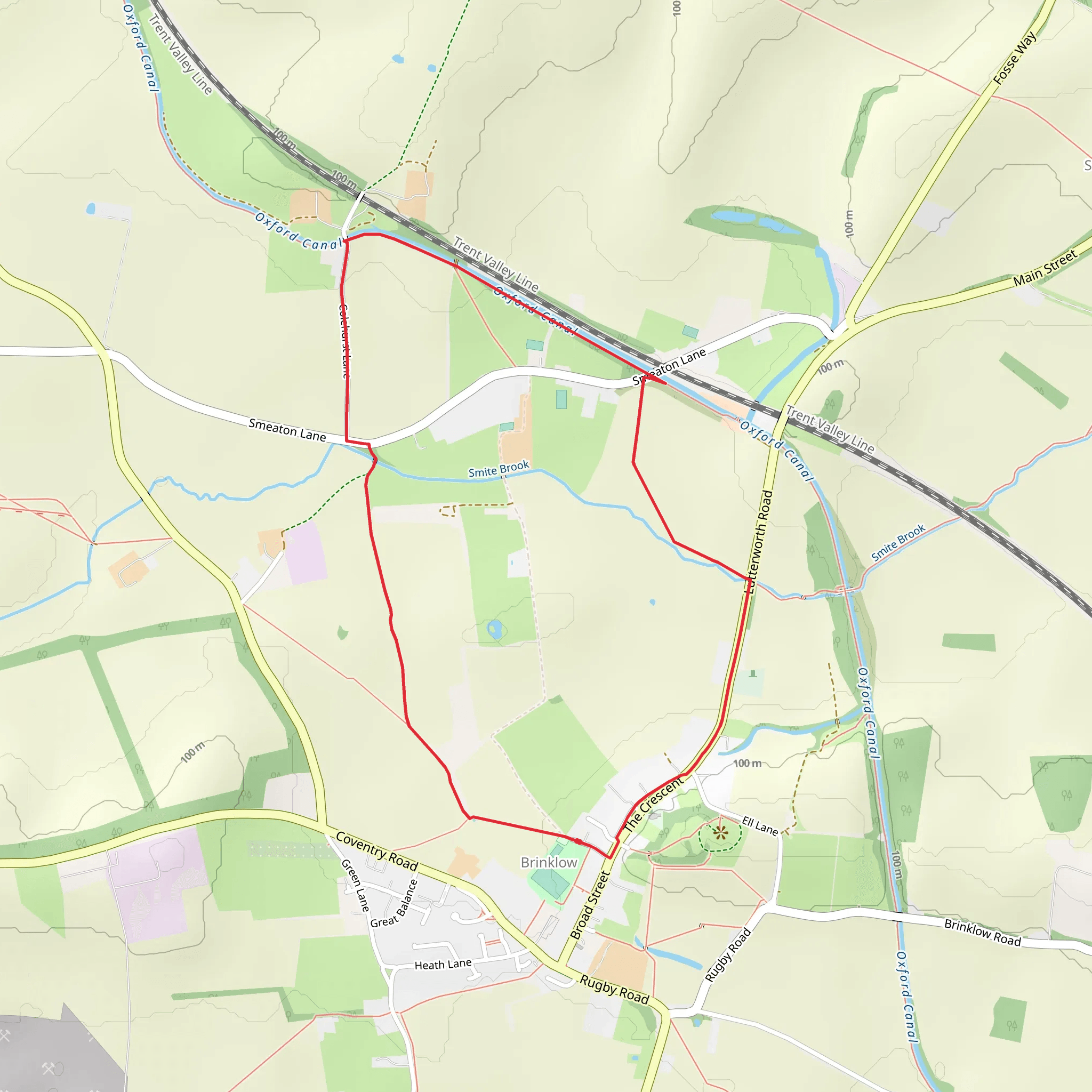 Coventry Way and Oxford Canal Walk mobile static map