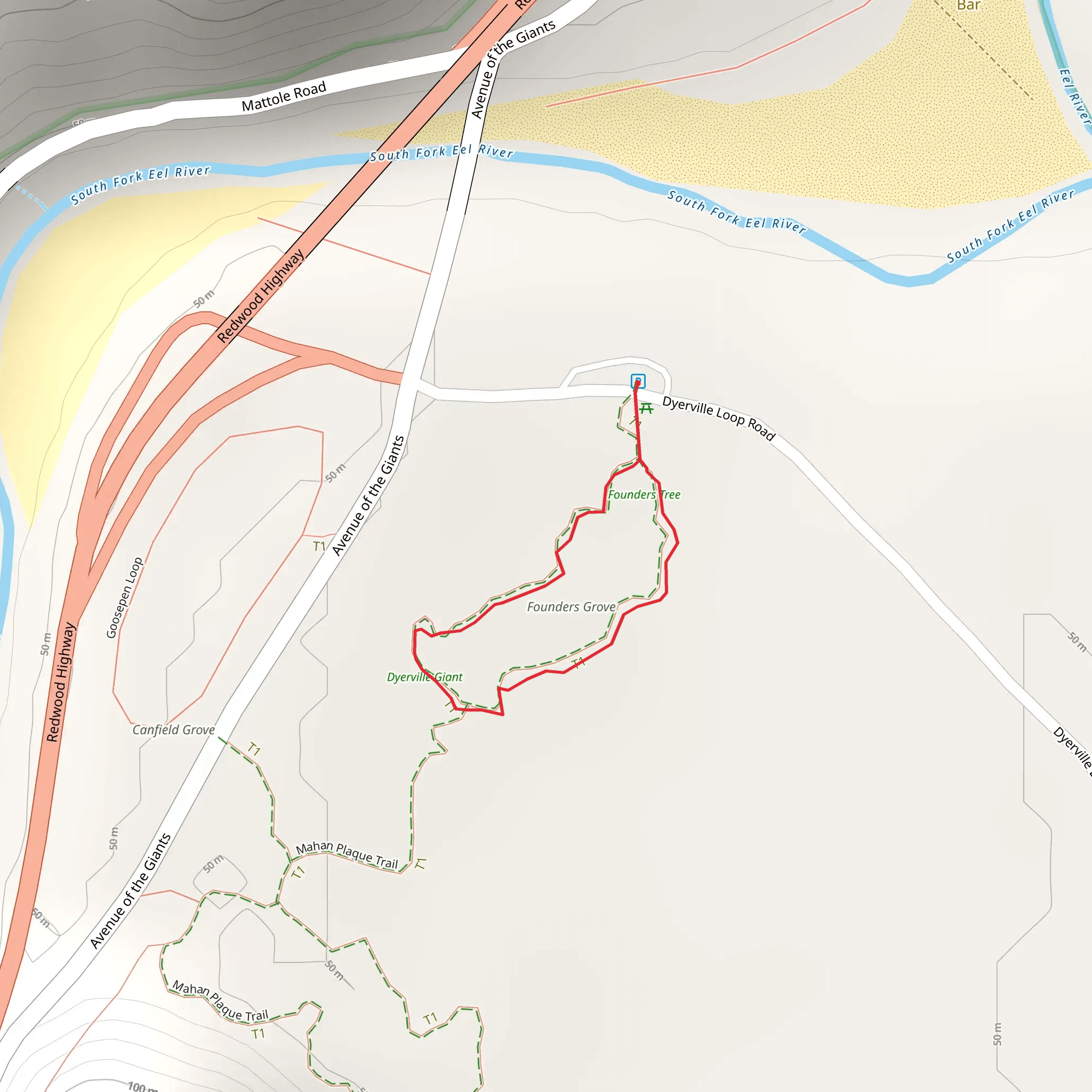 Founder's Grove Loop Trail mobile static map
