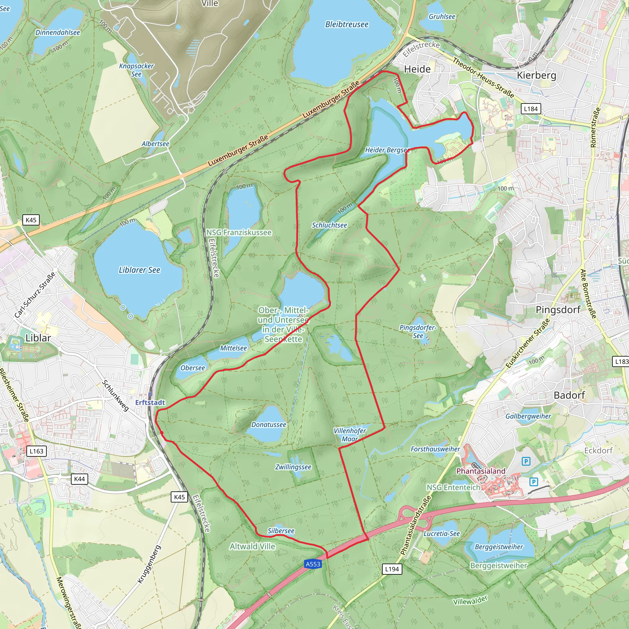 Donatussee and Heider Bergsee Loop mobile static map