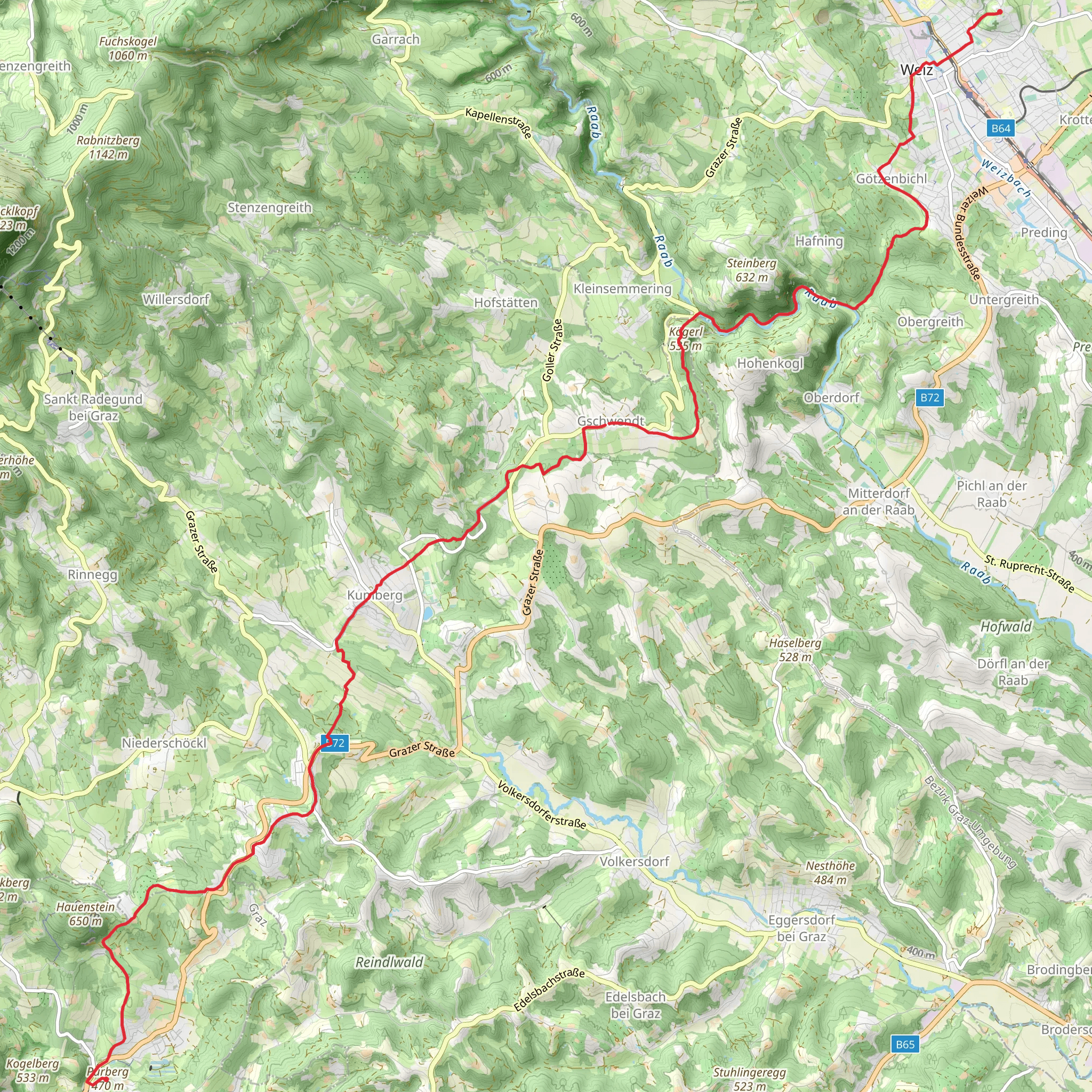Pope Francis Pilgrimage from Graz to Weiz mobile static map