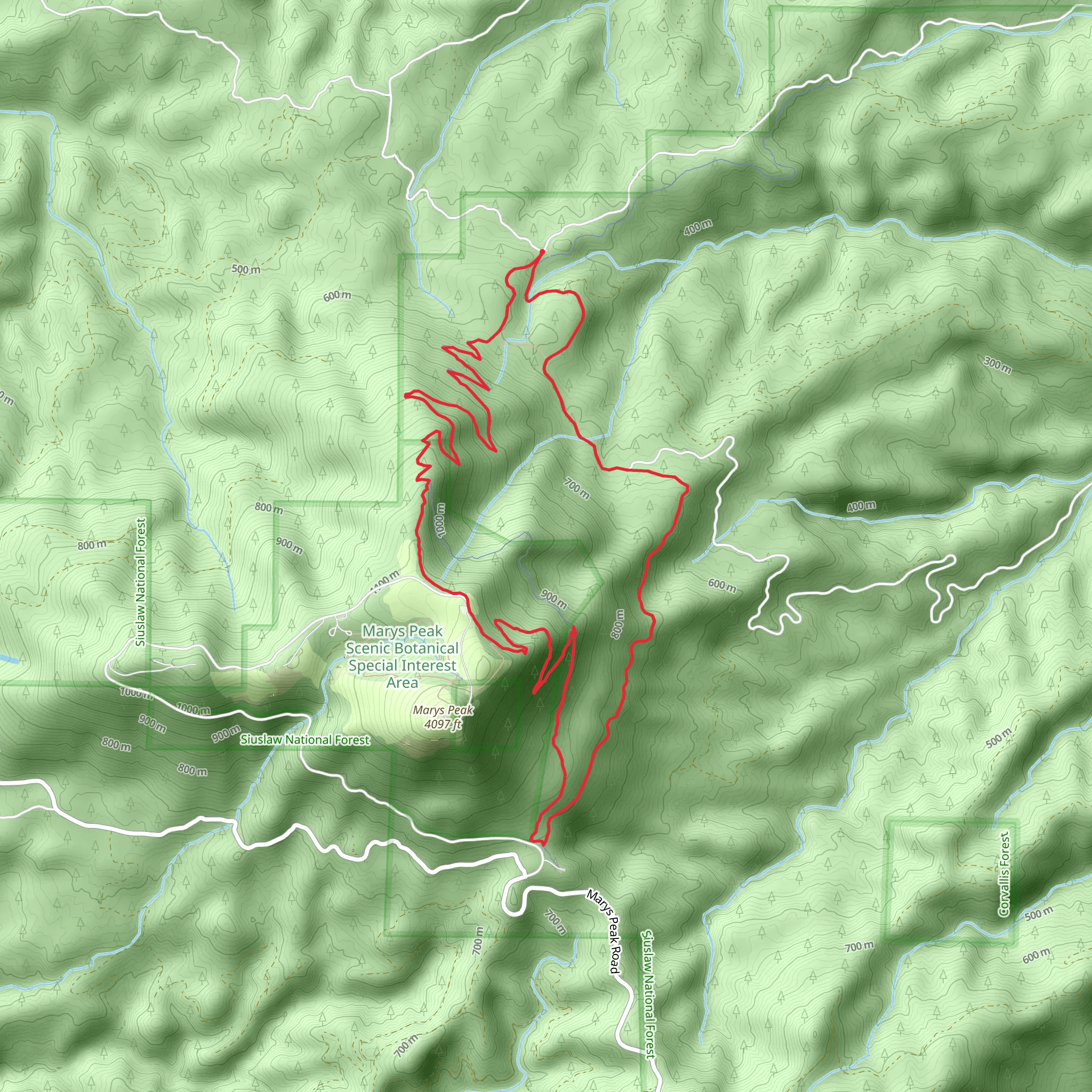 East and North Ridge Loop Trail - Woods Creek Road mobile static map