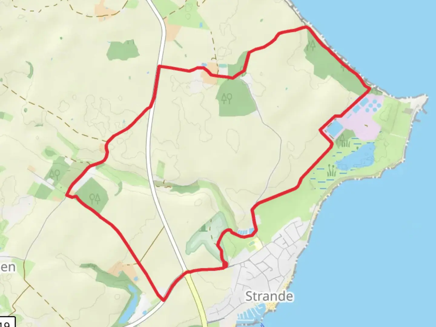 An image depicting the trail Werkstrasse Loop and its surrounding area.