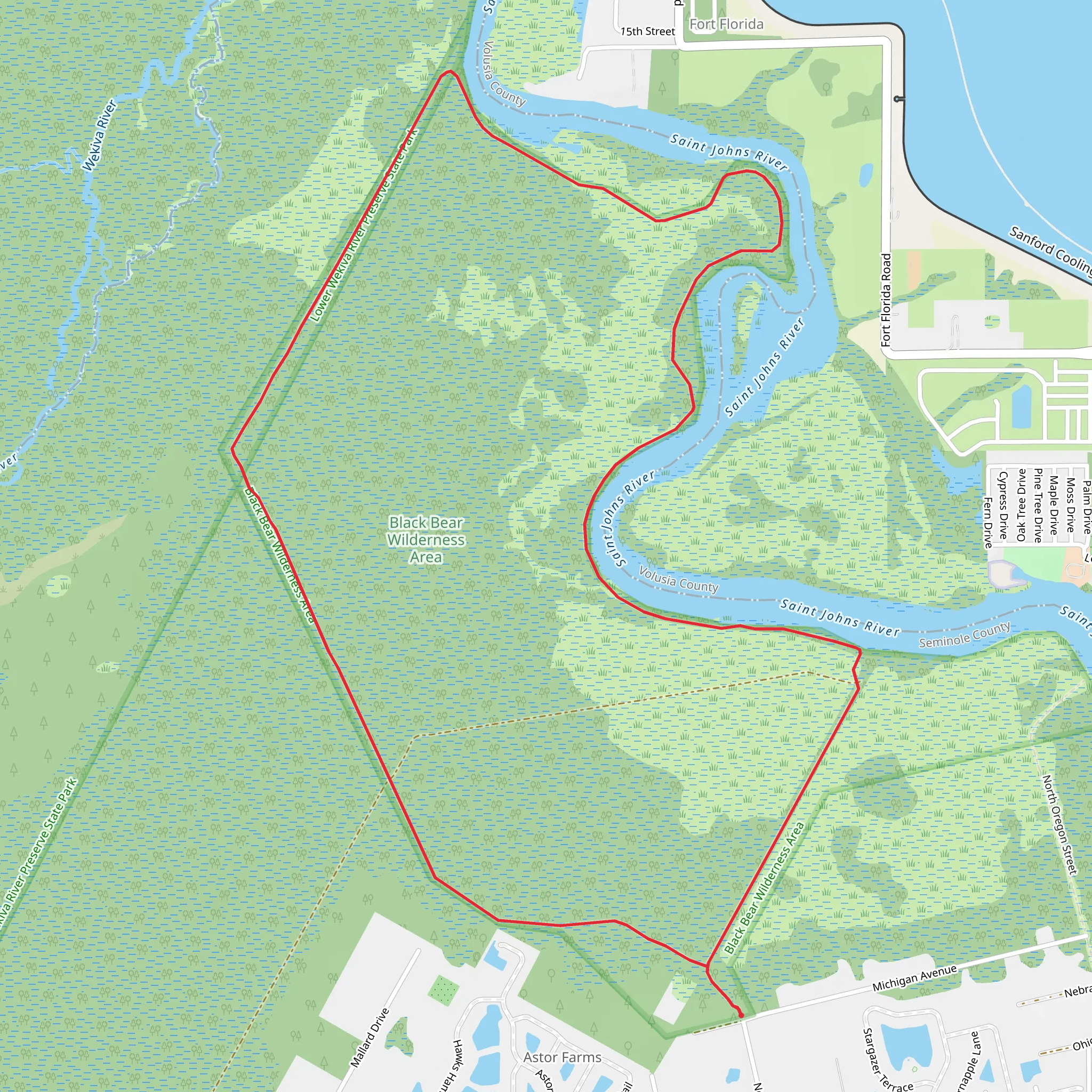 Black Bear Wilderness Preserve Loop Trail mobile static map