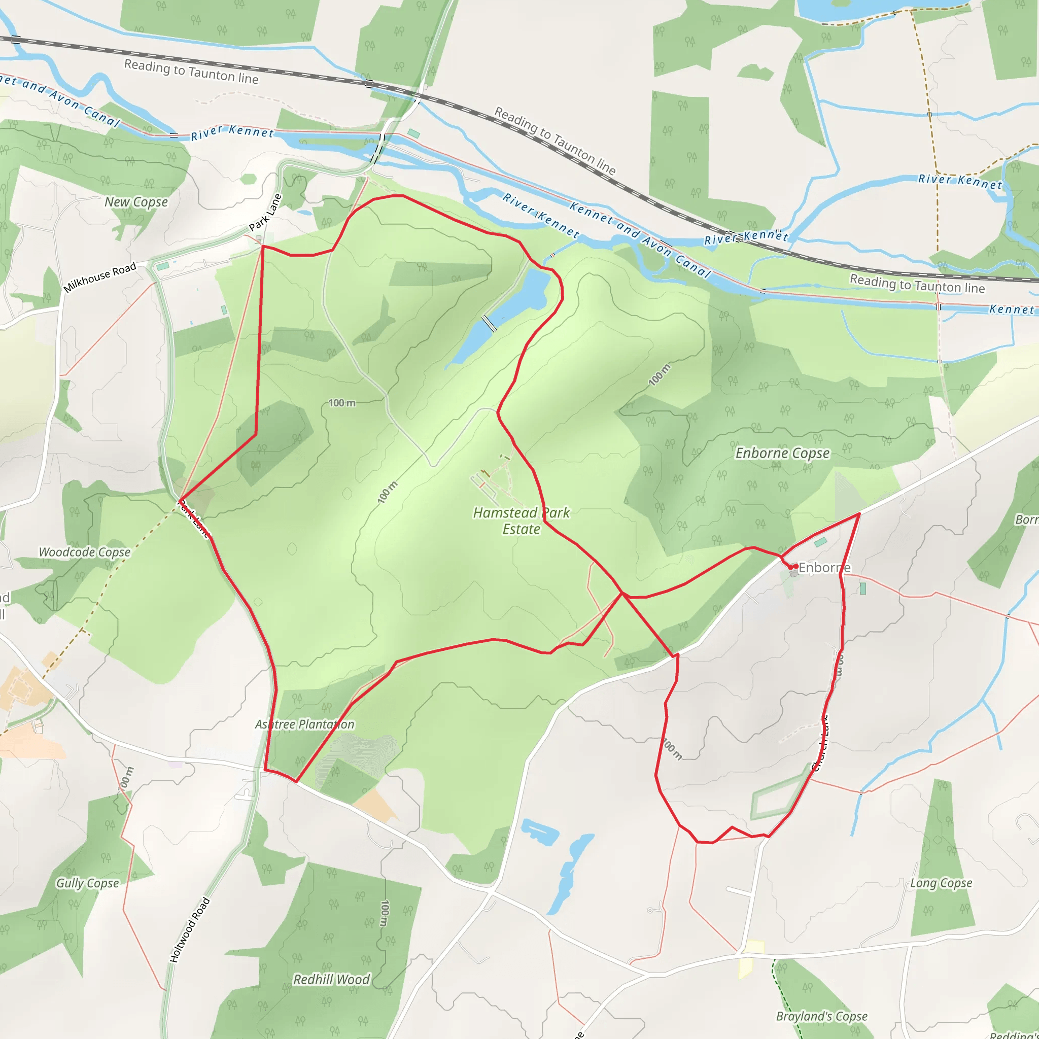 Hampstead Marshall Country Park and Enborne Country Park Loop mobile static map