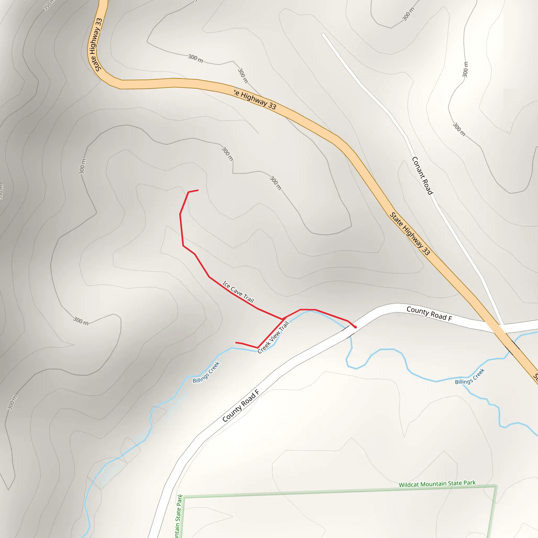 Creek View and Ice Cave Trail mobile static map