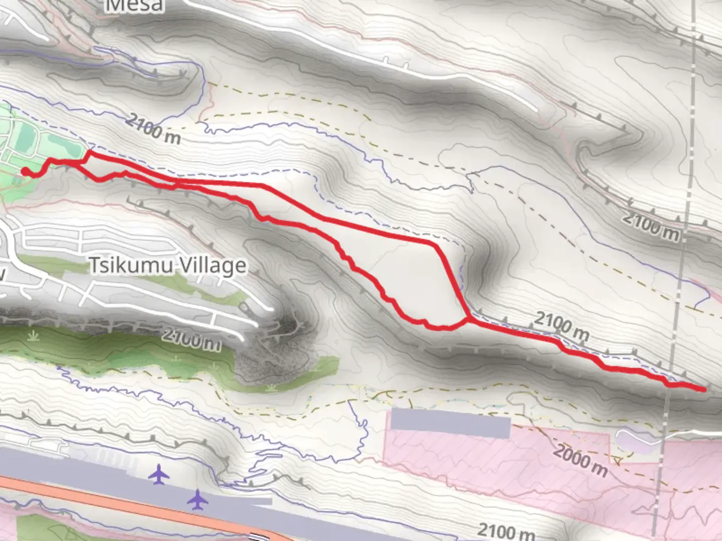 An image depicting the trail Kwage Mesa Trail and Kwage Mesa Utility Road Loop and its surrounding area.