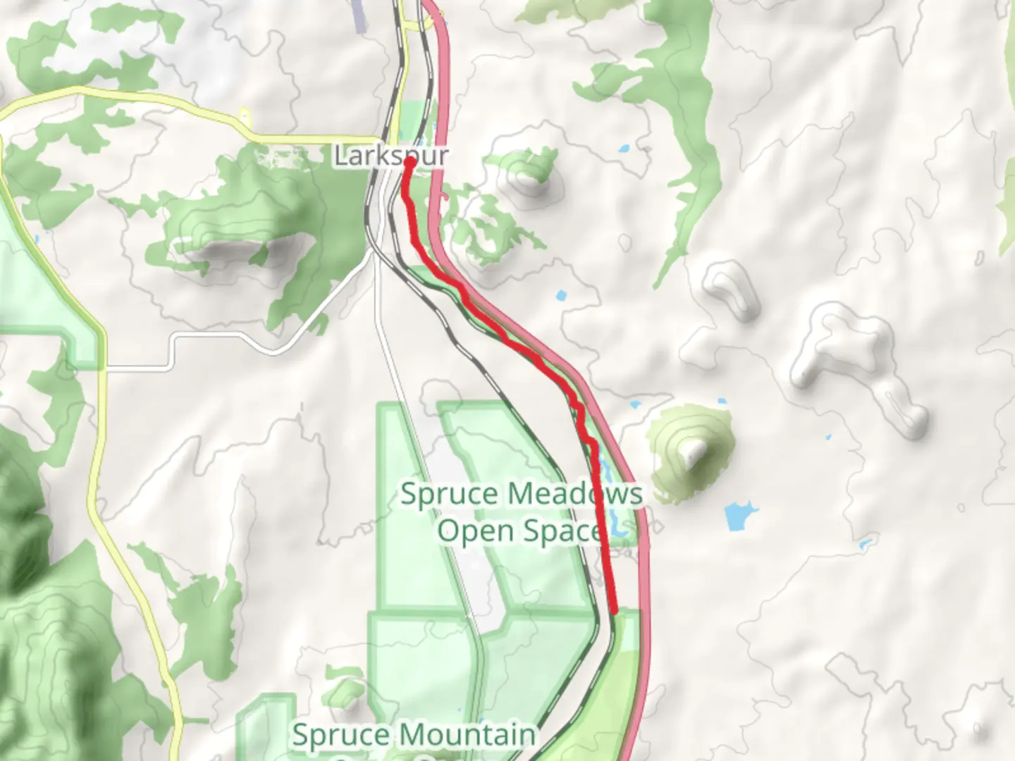An image depicting the trail Colorado Front Range Trail - Larkspur Park and its surrounding area.