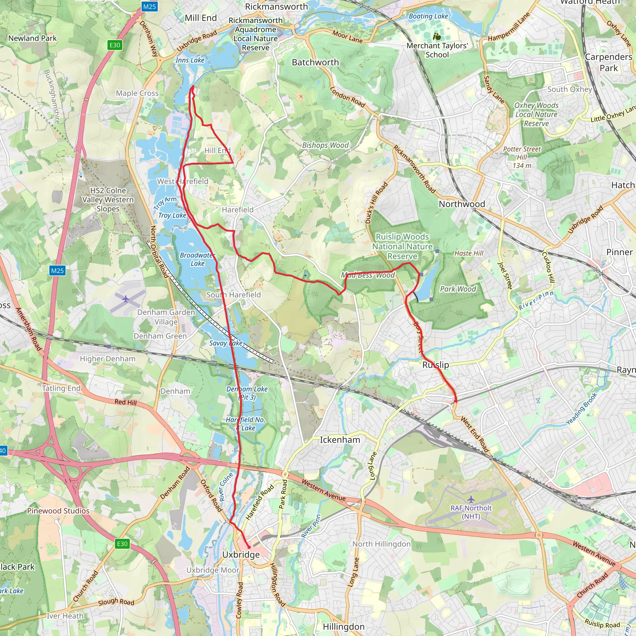 Uxbridge to Ruislip Walk mobile static map