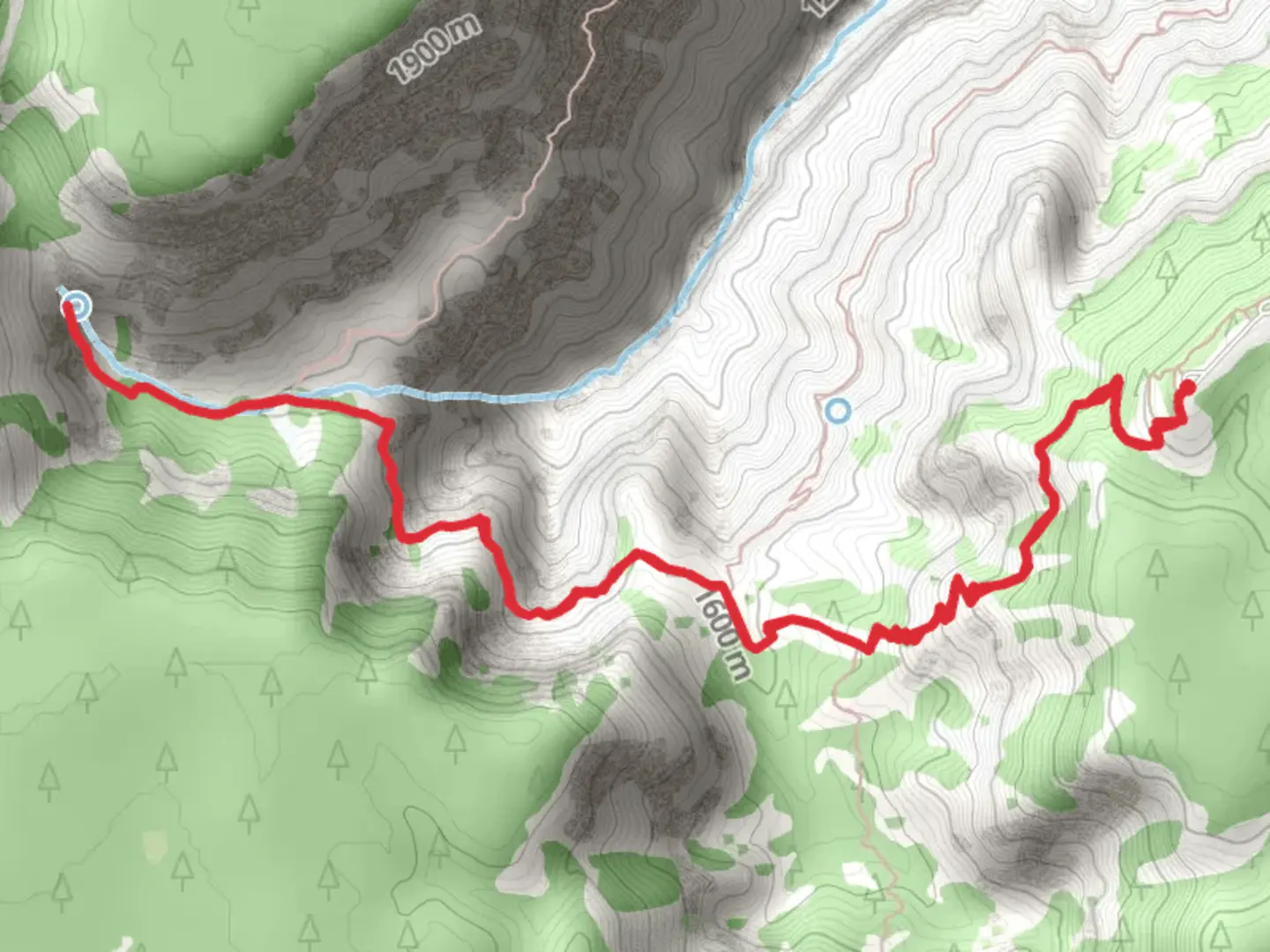 An image depicting the trail Dripping Springs Trail from West Rim Drive and its surrounding area.