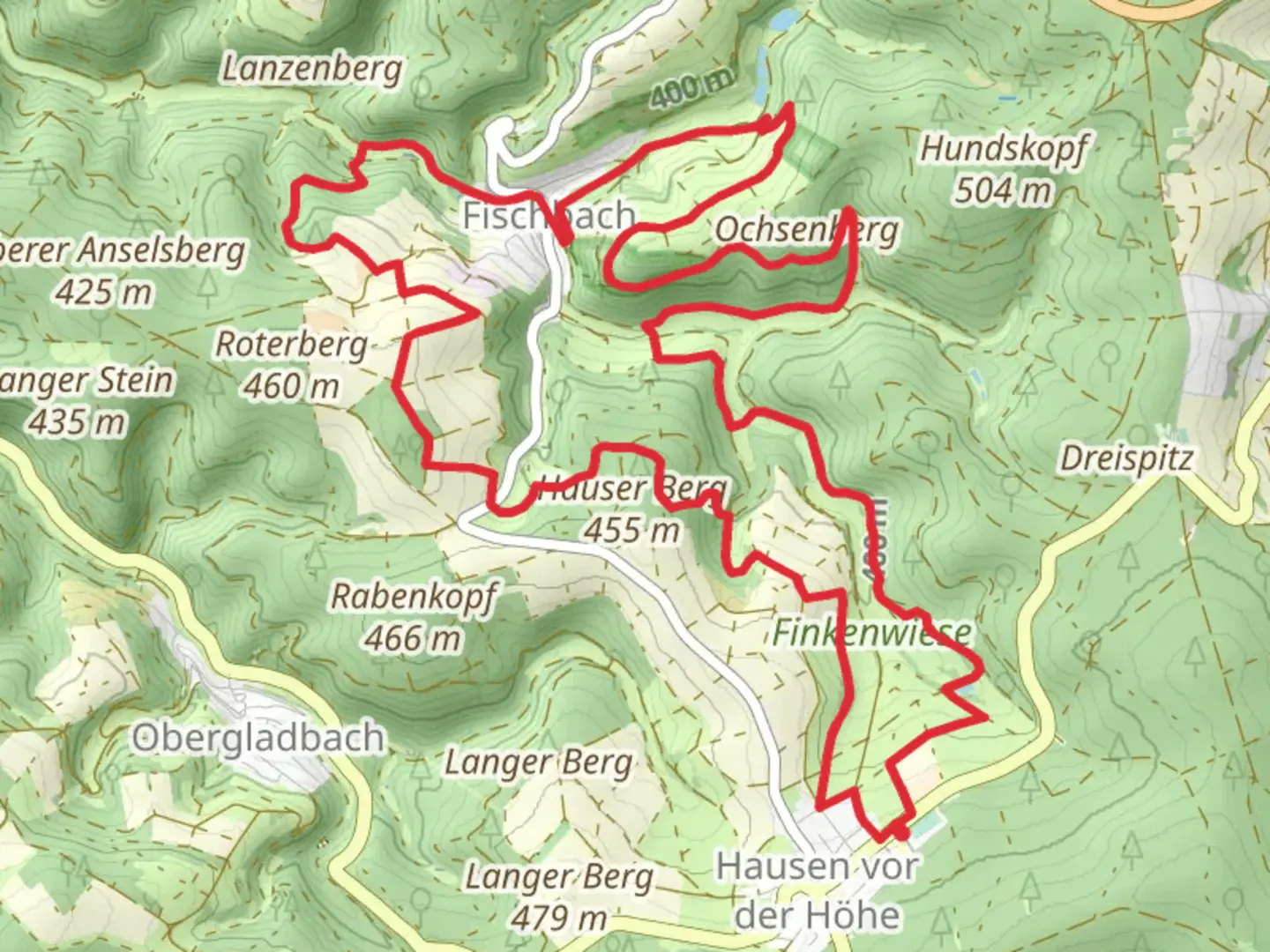 An image depicting the trail Fischbach Loop via Ochsenberg und Knottenberg von Fischbach and its surrounding area.