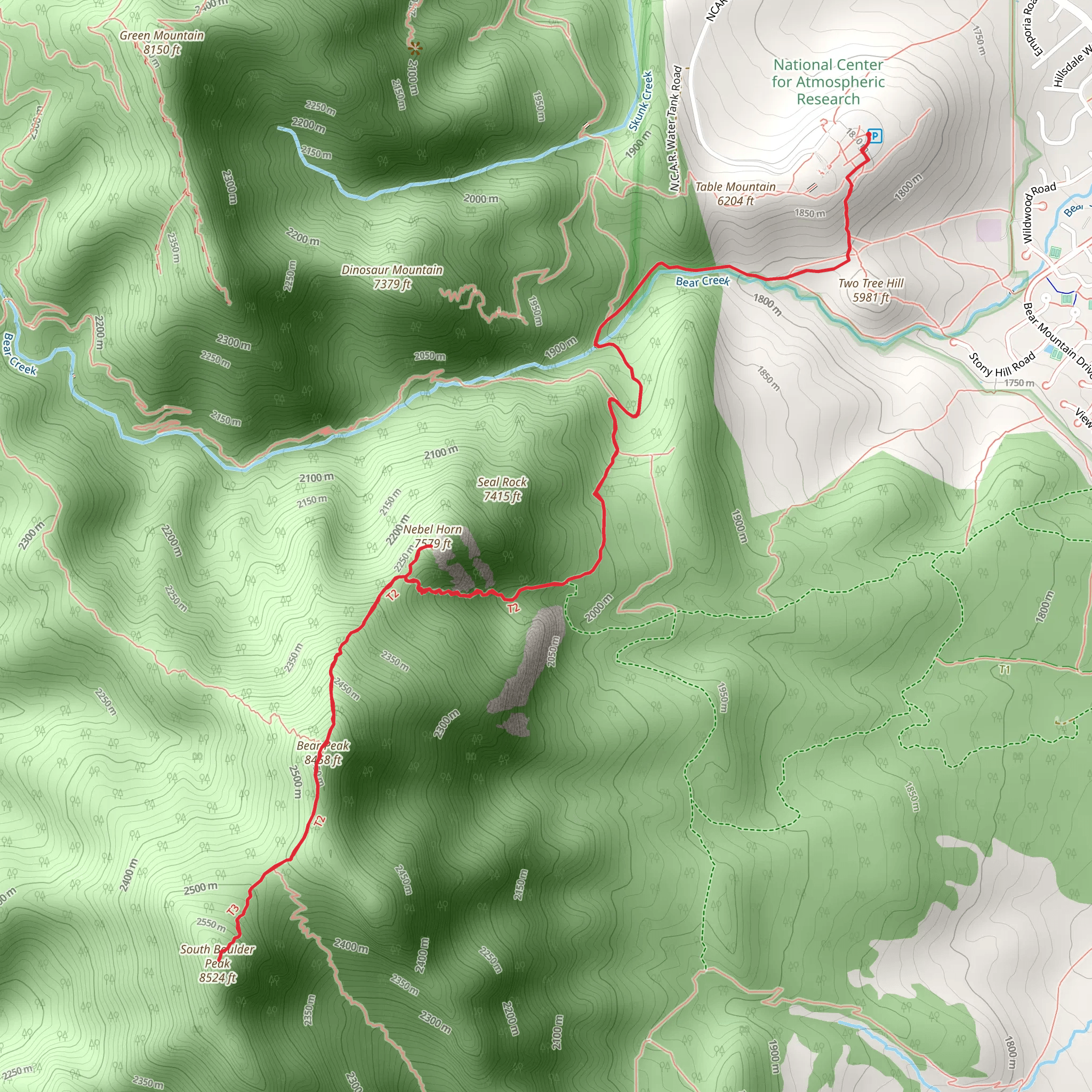 South Boulder Peak and Nebel Horn via Bear Canyon - NCAR Trail mobile static map