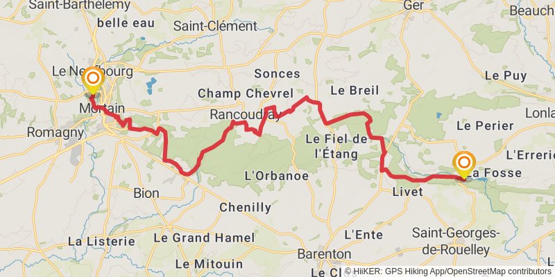 GR 22 - De Paris Au Mont Saint Michel stage 22 Map