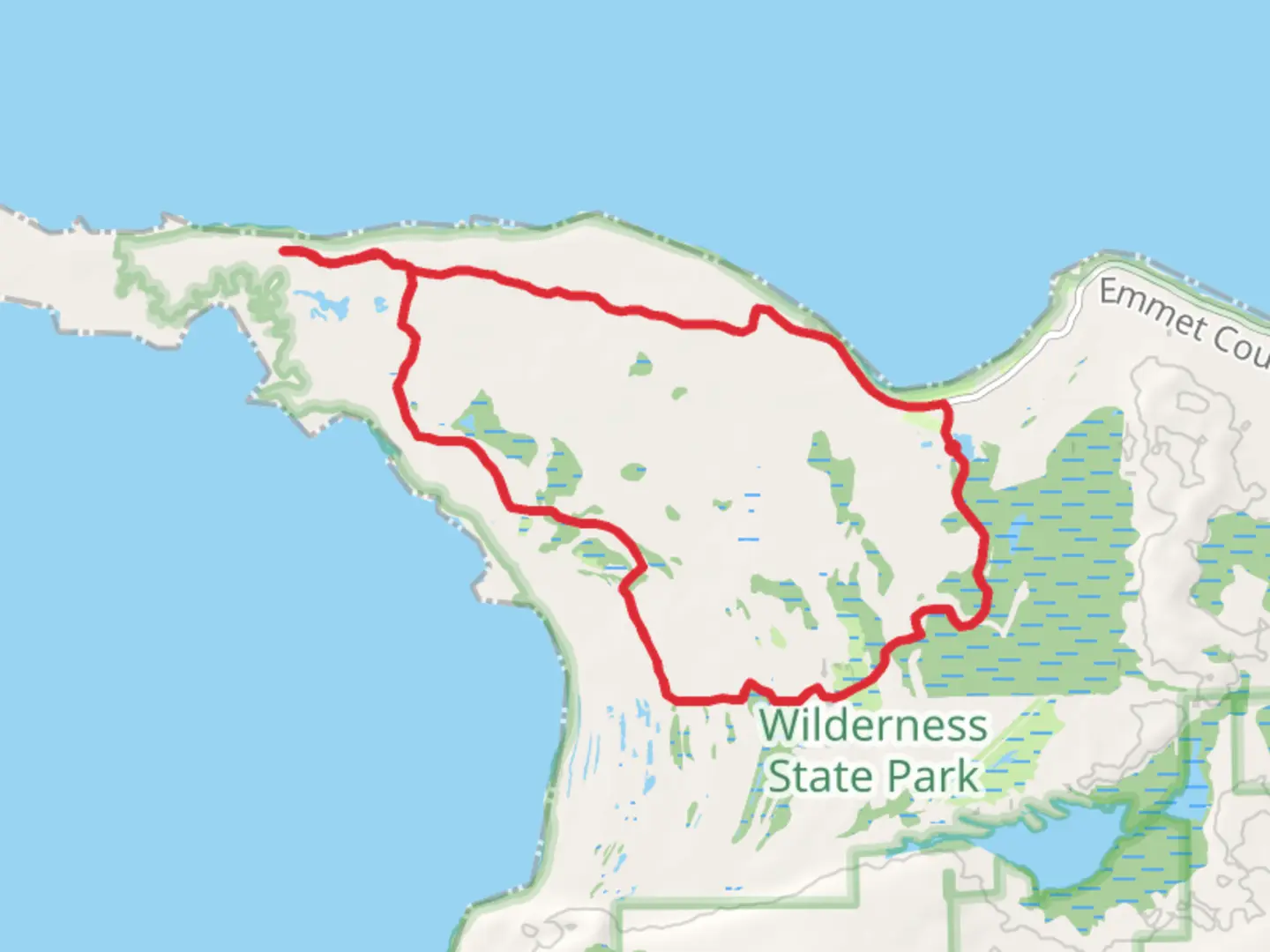 An image depicting the trail Swamp Line Road and Sturgeon Bay Trail Loop and its surrounding area.