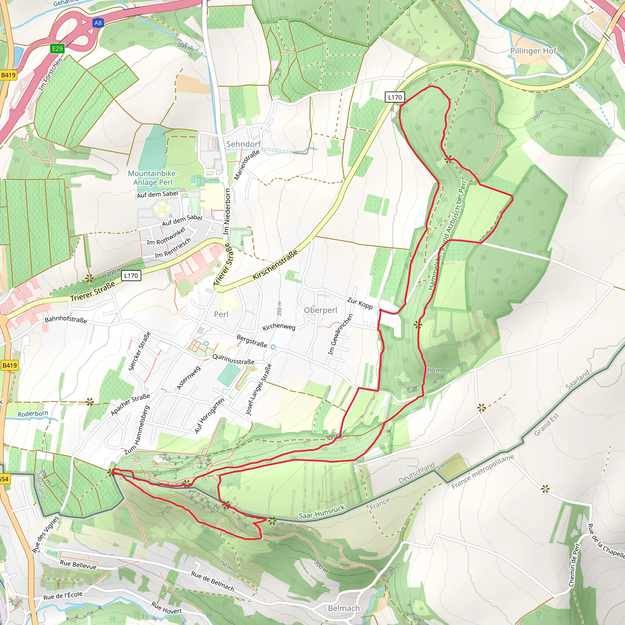 Hammelsberg und Atzbusch bei Perl and Rabüscheck Loop mobile static map