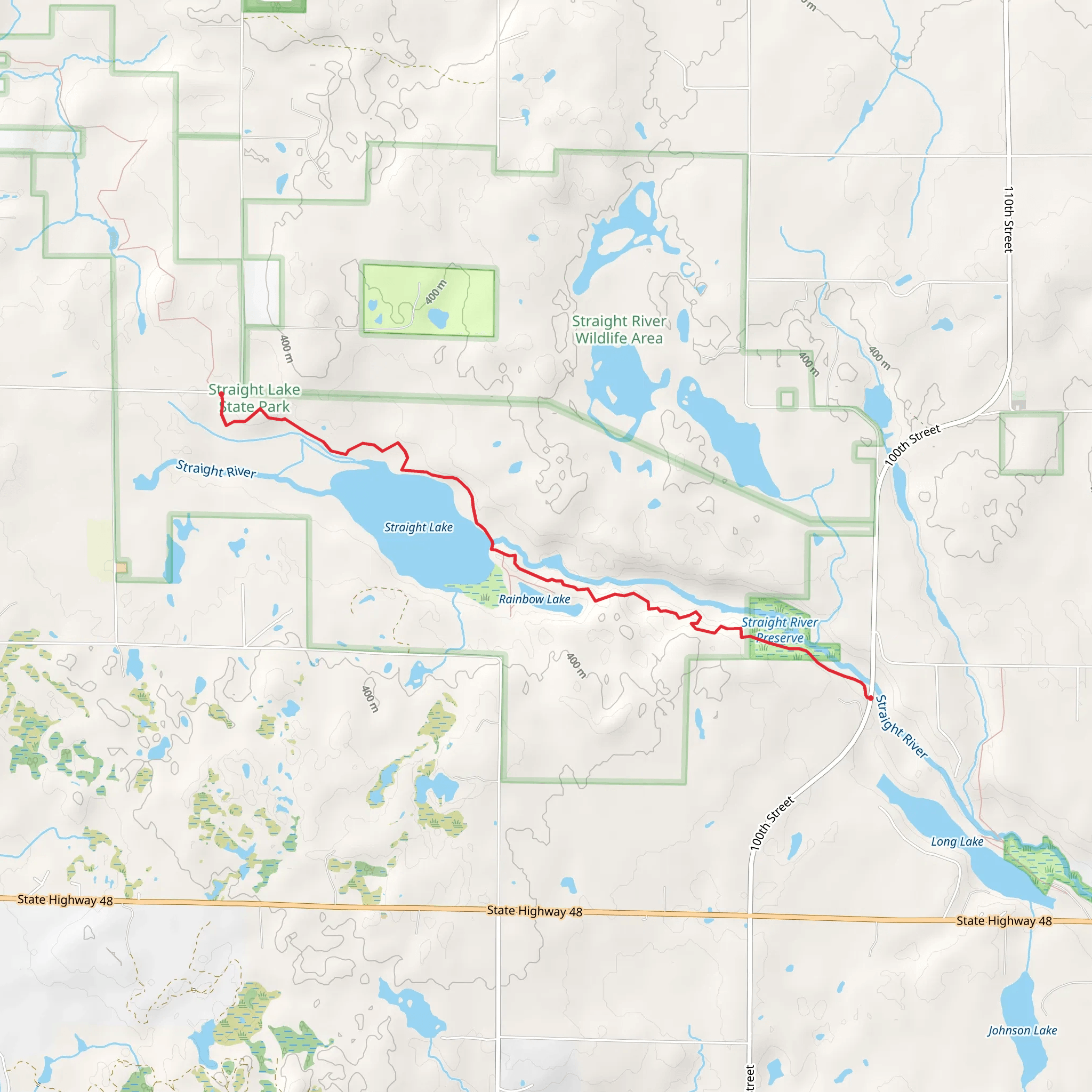 Ice Age Trail and Straight Lake mobile static map
