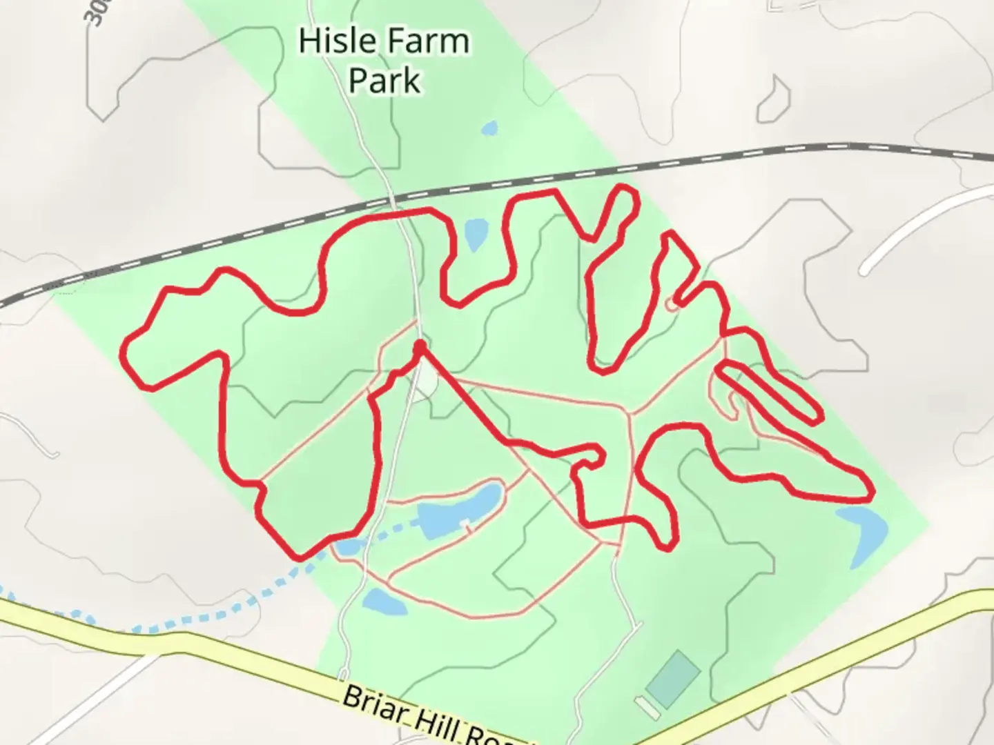 An image depicting the trail Hisle Farm Park Loop and its surrounding area.