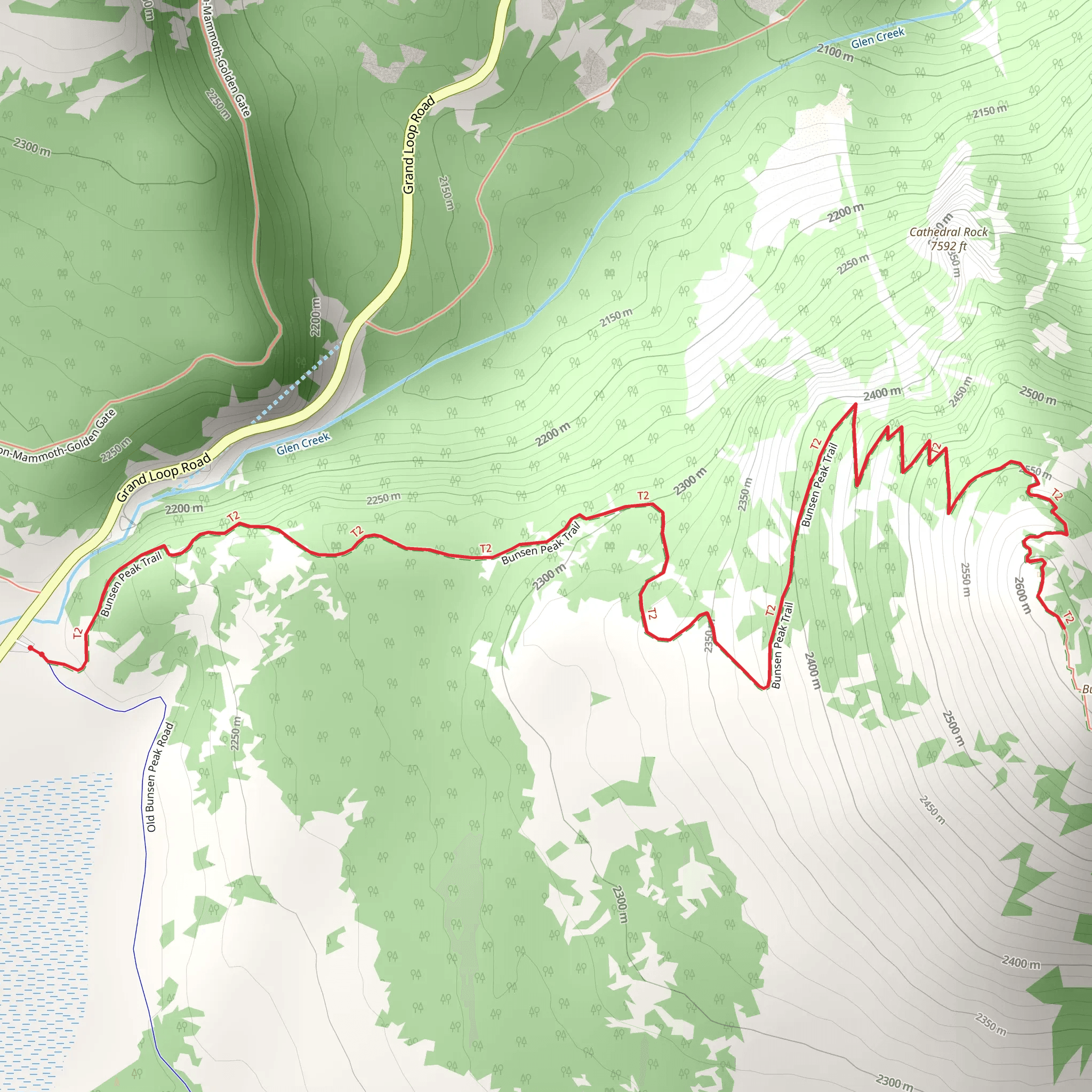 Bunsen Peak Trail mobile static map