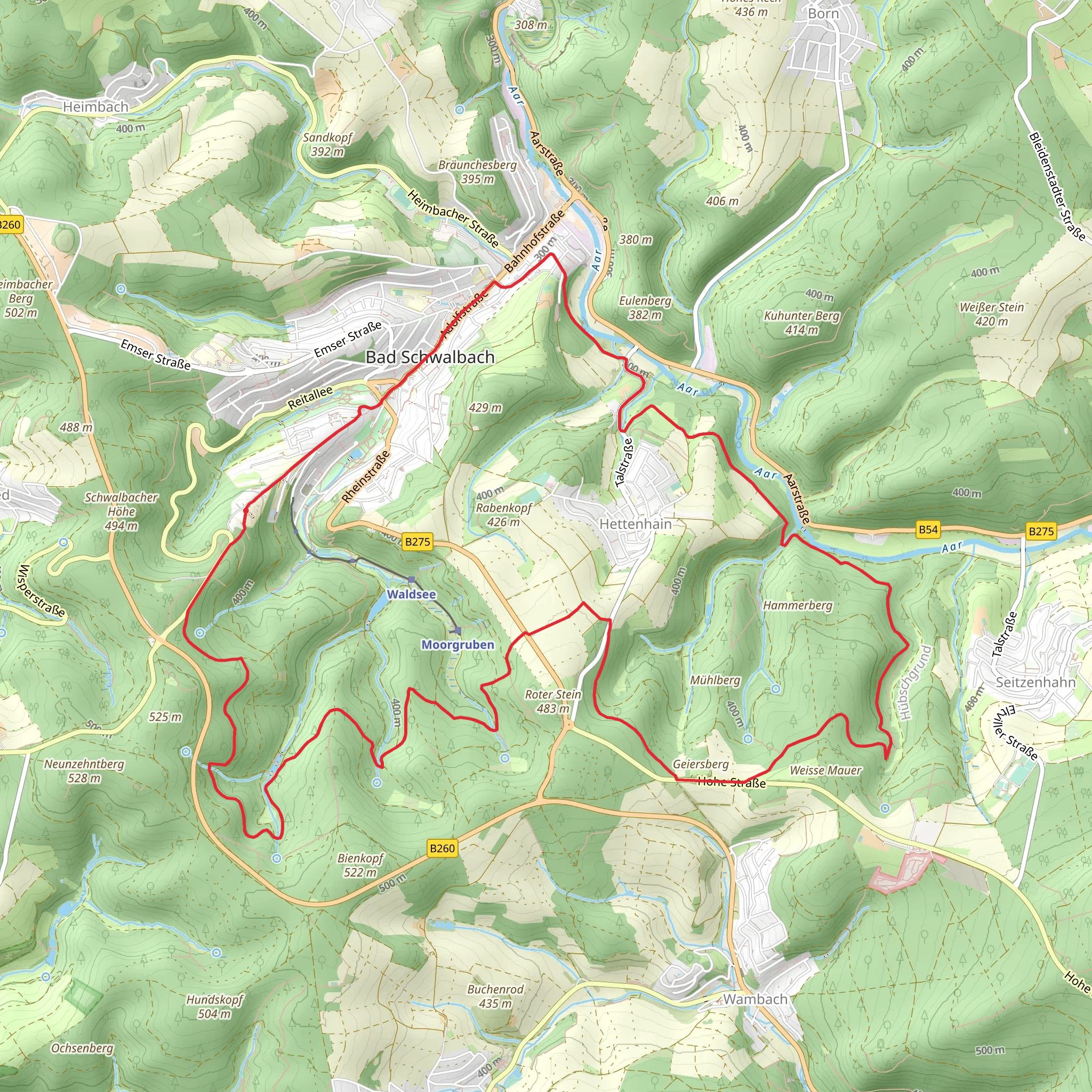 Bad Schwalbach Loop via Hettenhain mobile static map
