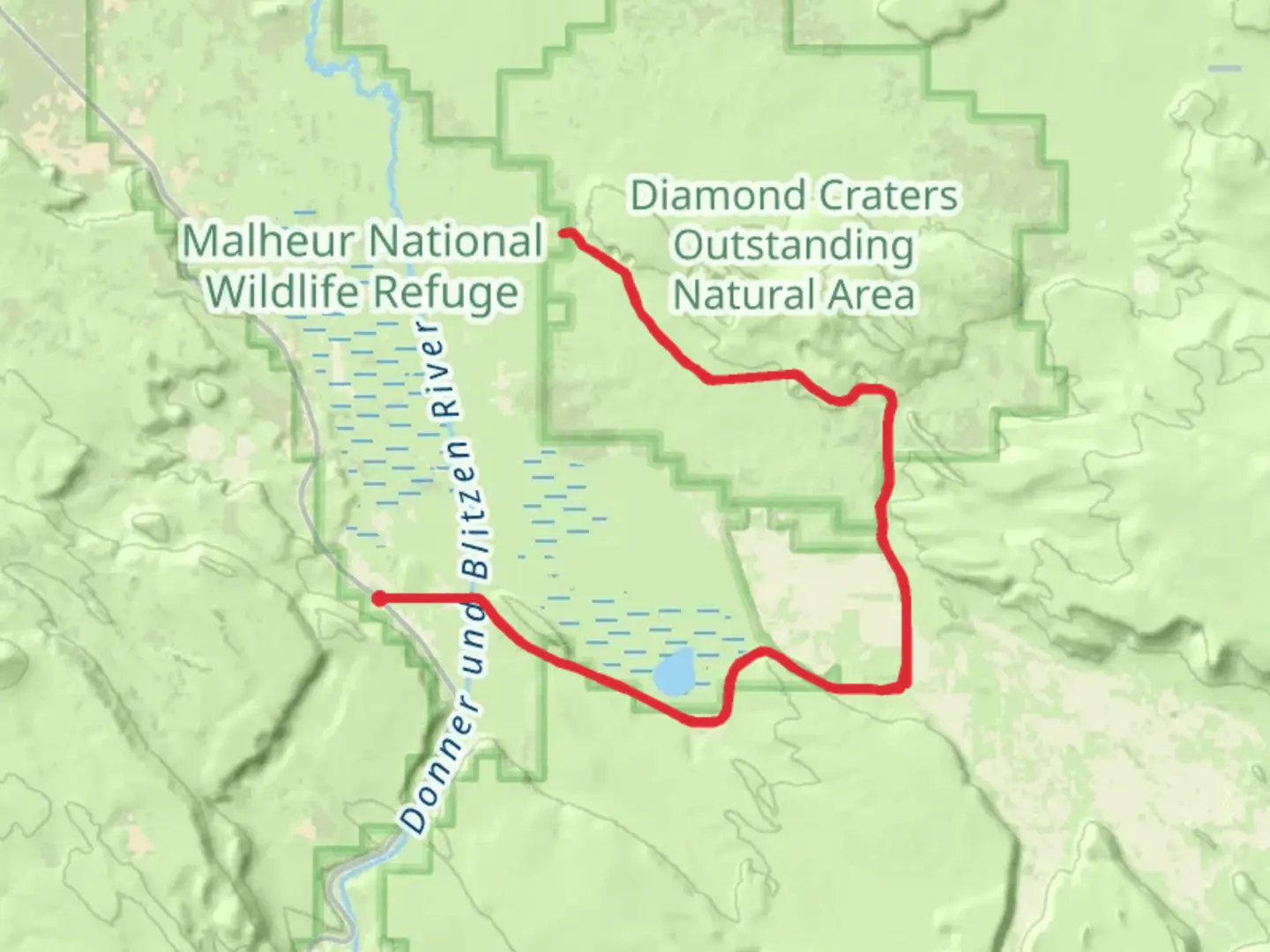 An image depicting the trail Frenchglen Highway East Trail and its surrounding area.