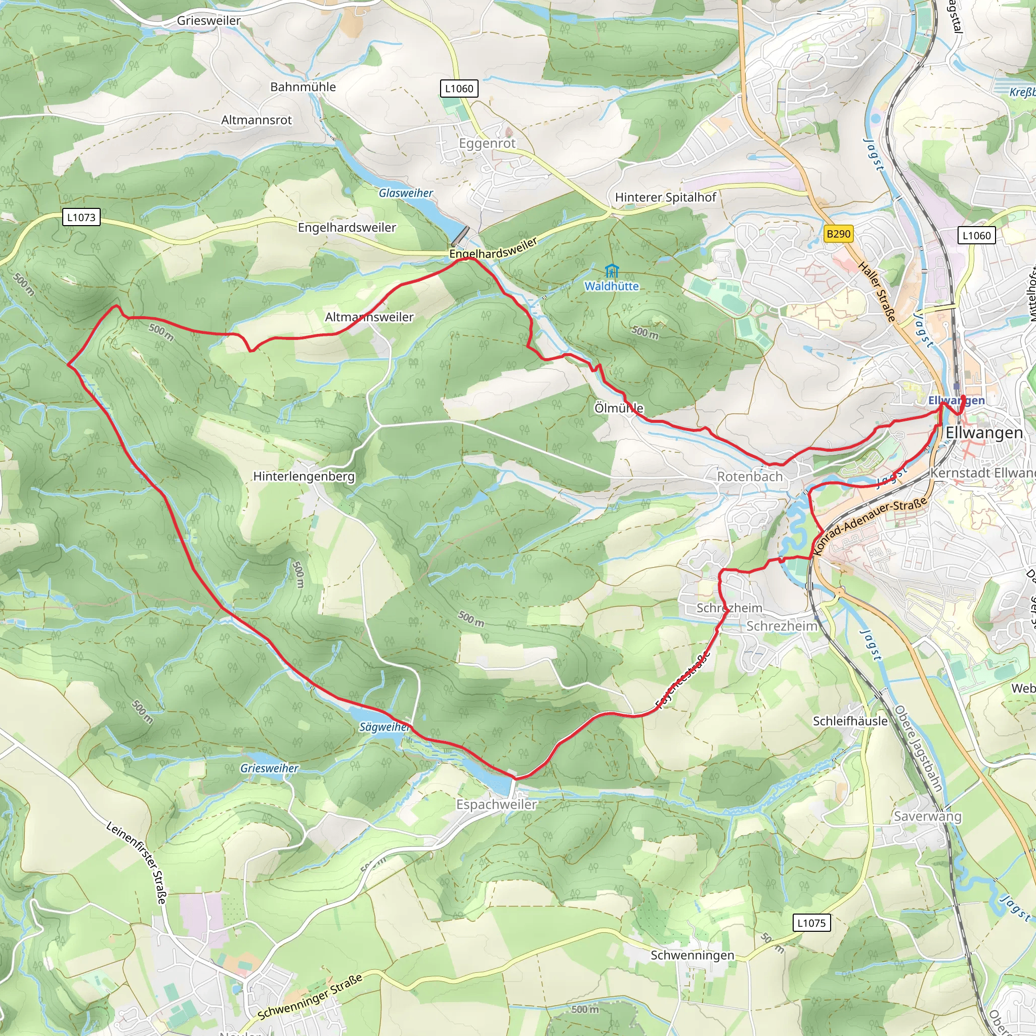 Ellwangen to Espachweiler Loop mobile static map