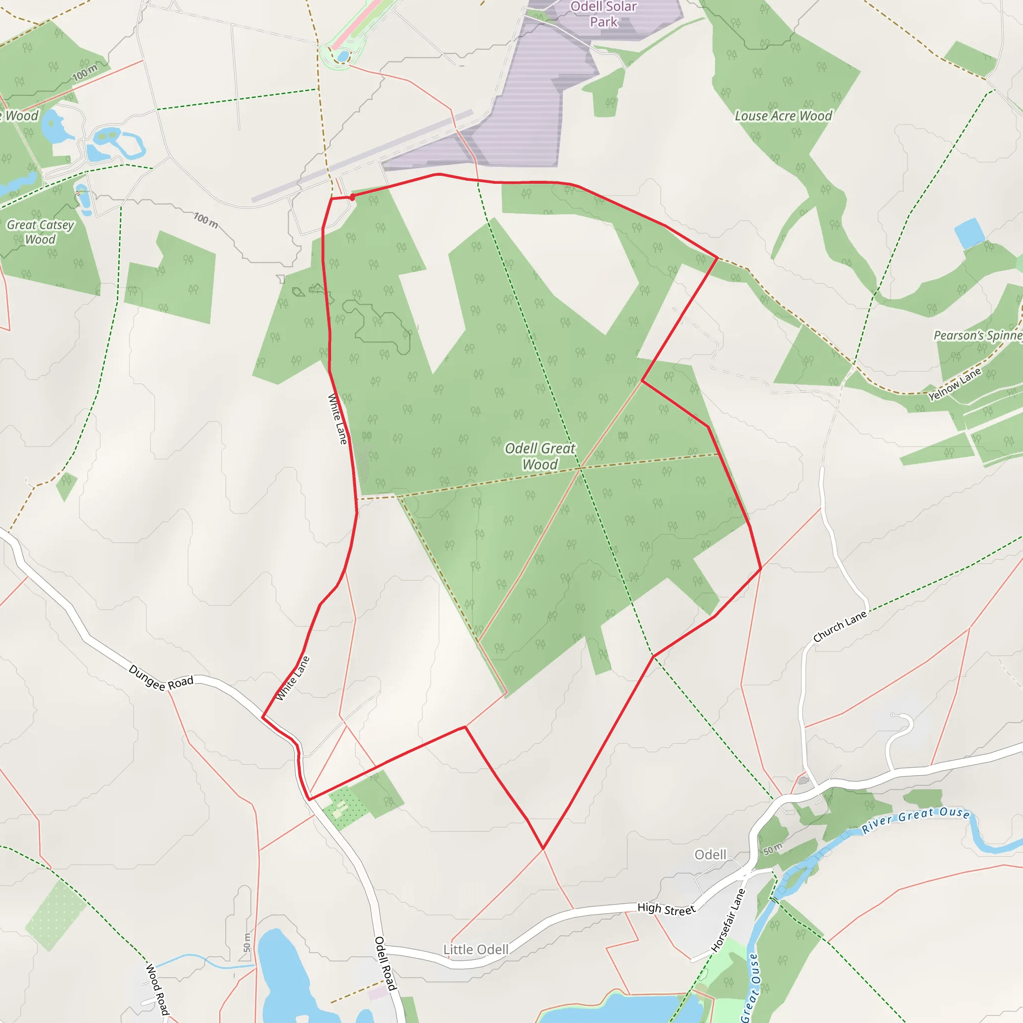 Odell Great Wood Loop mobile static map