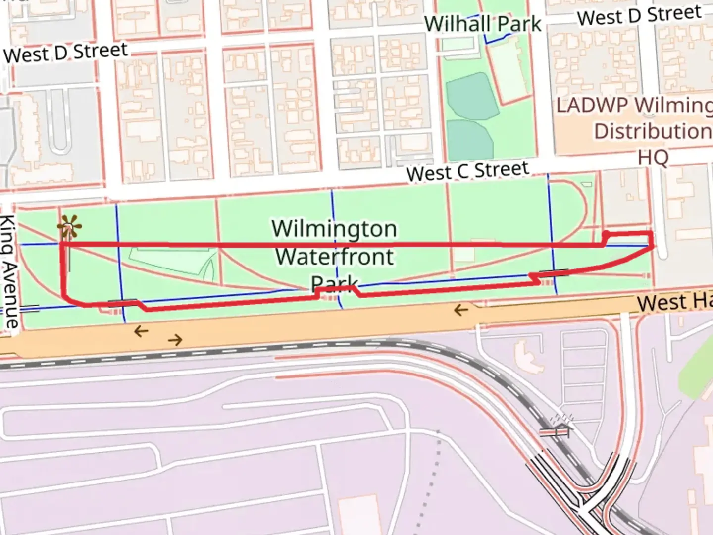 An image depicting the trail Waterfront Park Loop and its surrounding area.