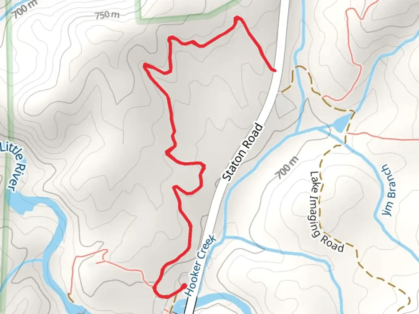 An image depicting the trail Holly Road Out and Back and its surrounding area.