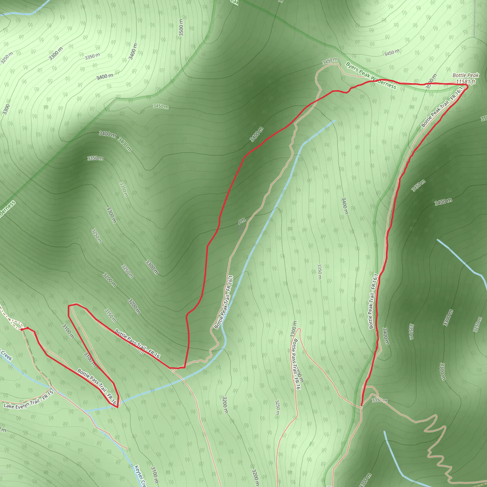 Bottle Peak Trail mobile static map
