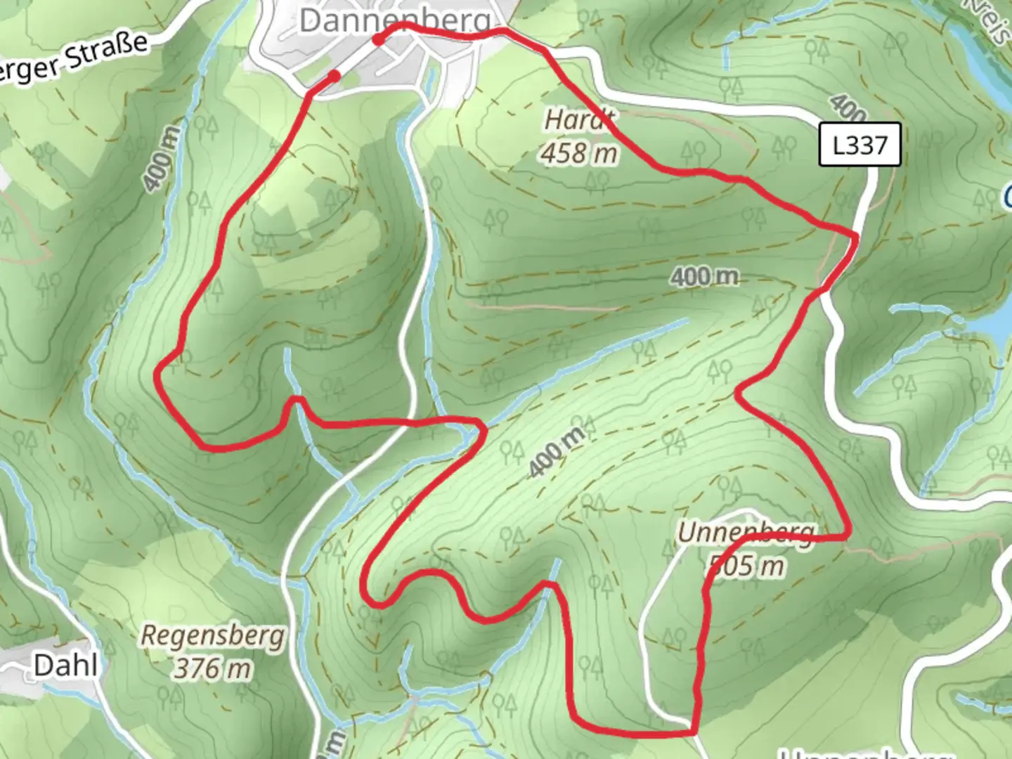 An image depicting the trail Unnenberg Rundweg and its surrounding area.