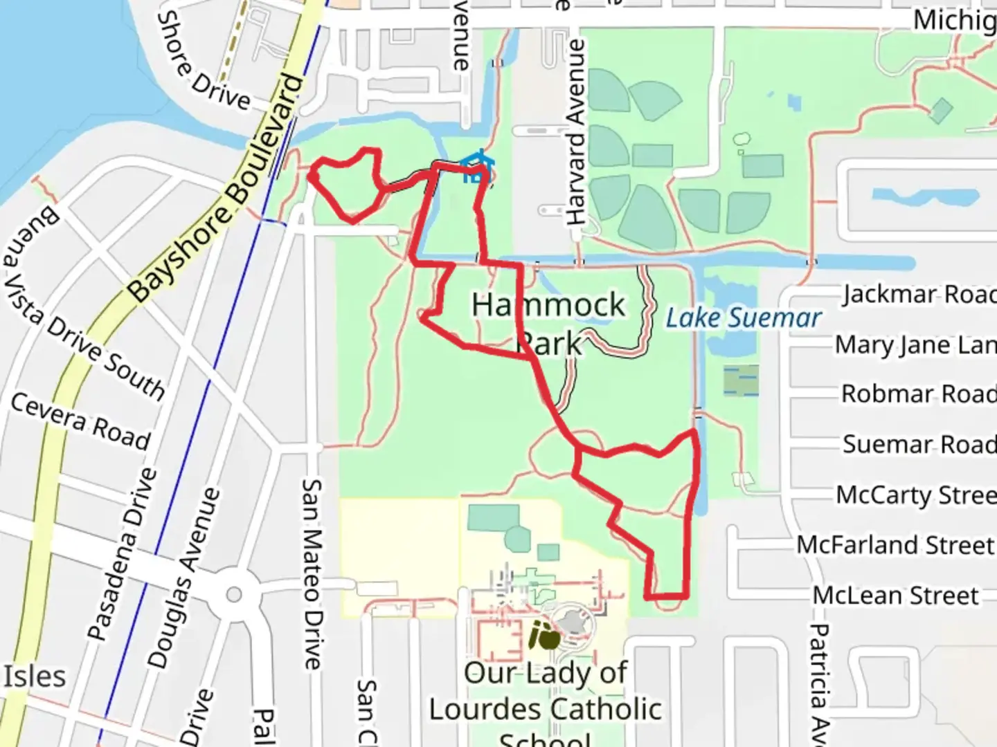 An image depicting the trail Osprey Trail, Kettle Trail and Palm Loop Trail and its surrounding area.