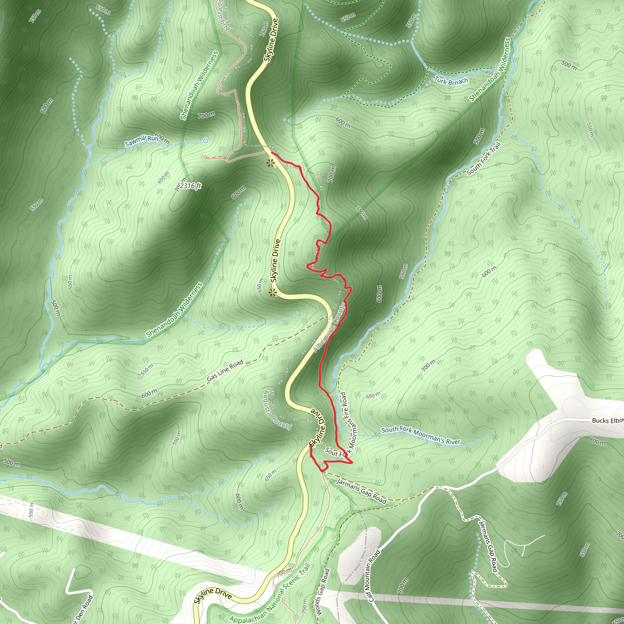 Appalachian Trail via Jarman Gap mobile static map