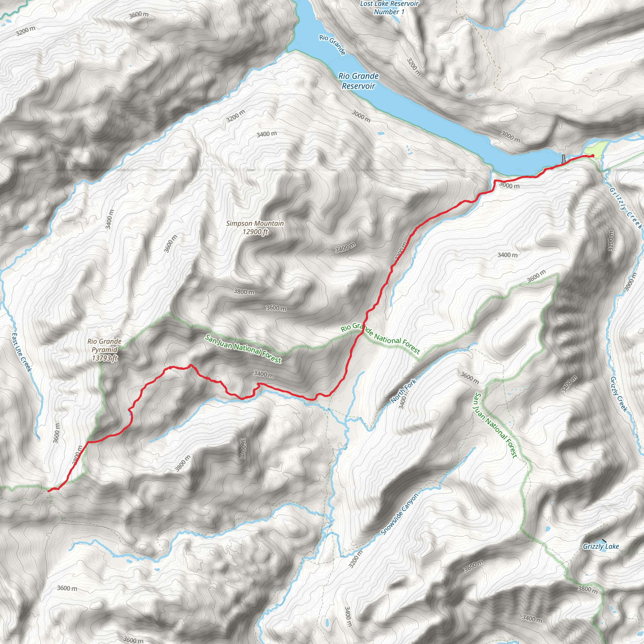 Rincon La Vaca Trail via Weminuche Trail mobile static map