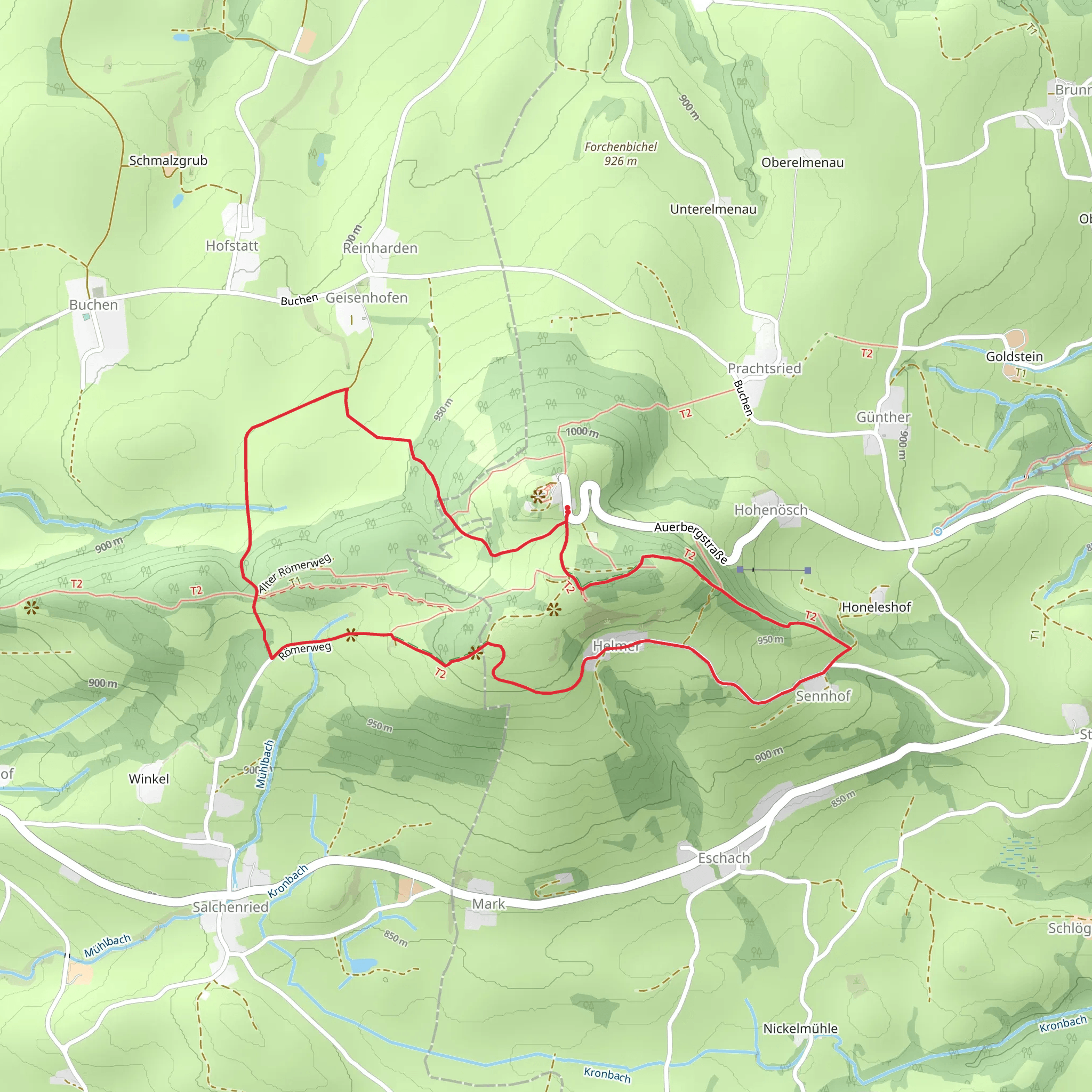 Auerberg, Romische Walle and Buffernandel Loop via Jagersteig mobile static map