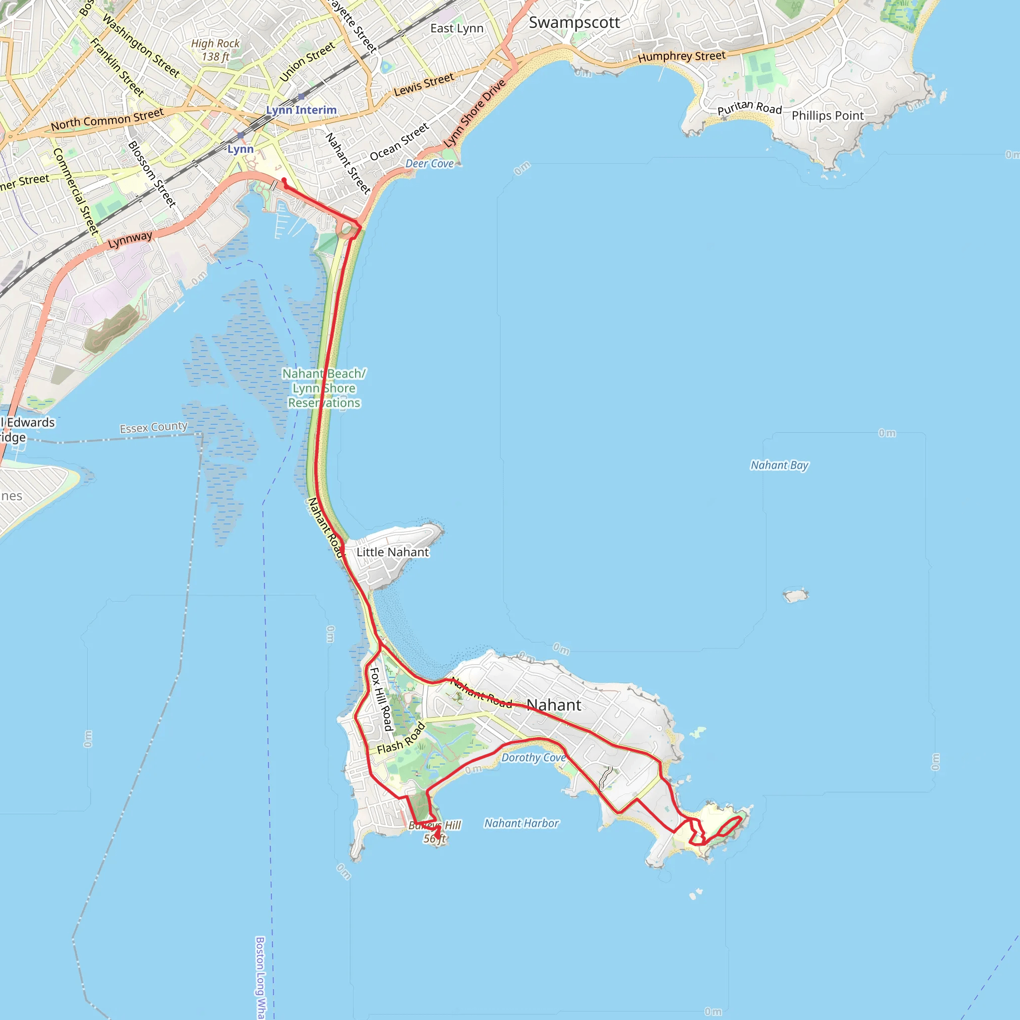 Lynn Heritage State Park to Nahant mobile static map
