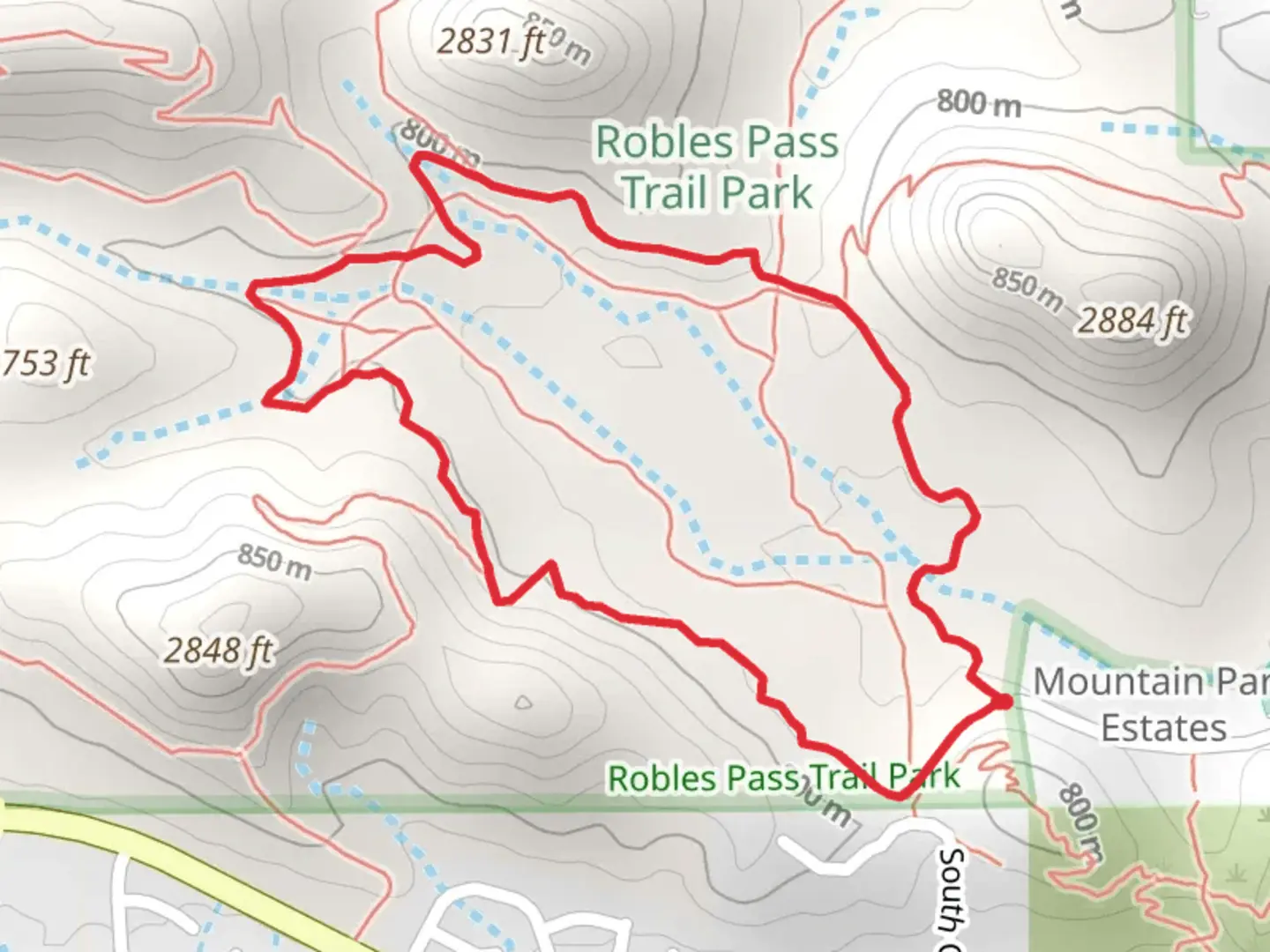 An image depicting the trail Camaro Loop Trail and its surrounding area.