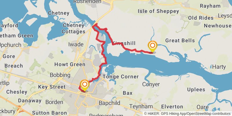 Camber to Dartford Station Walk via England Coast Path stage 9 Map