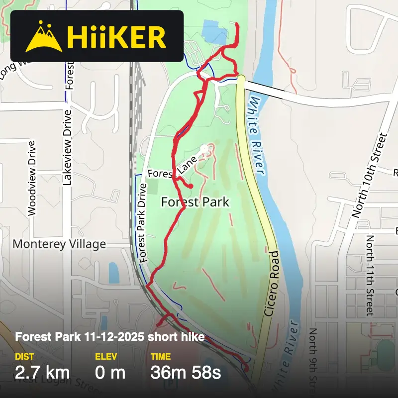 A map preview of the recording Forest Park 11-12-2025 short hike.