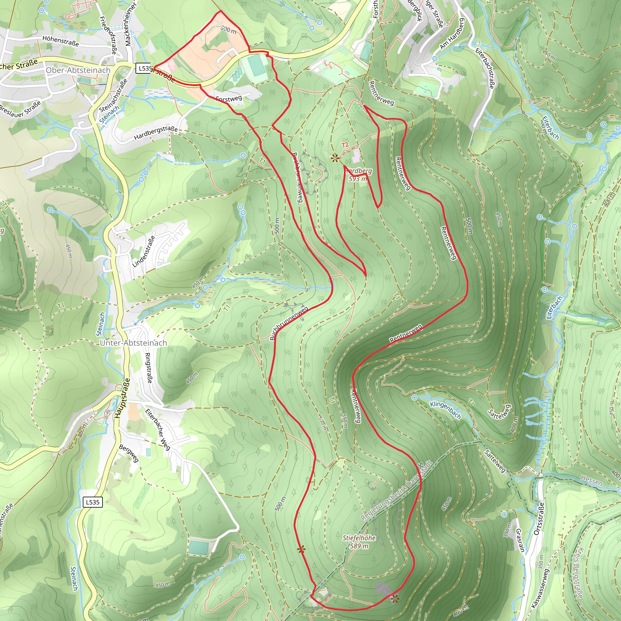 Hardberg via Hardberg Weg and Camino Incluso mobile static map