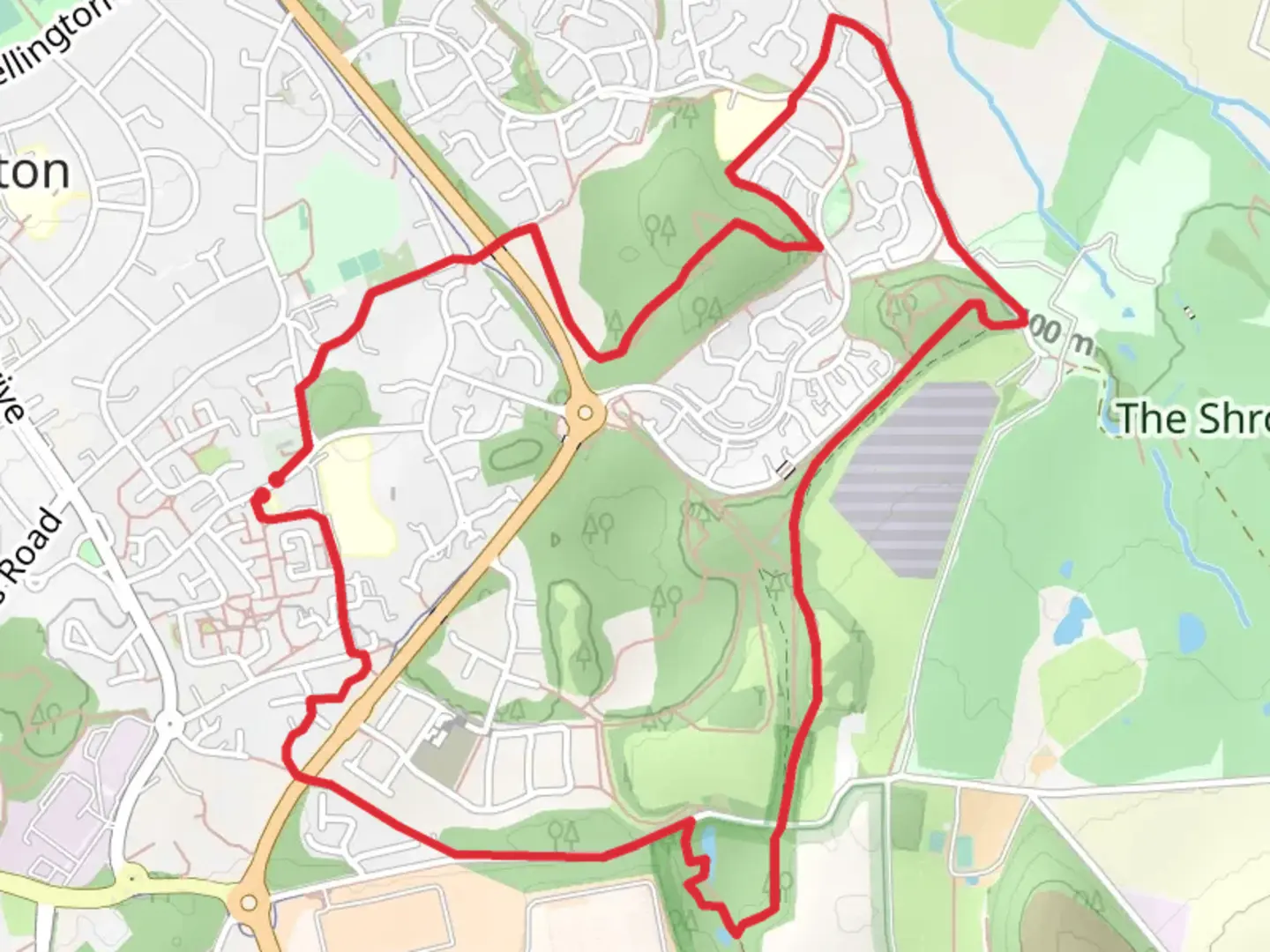 An image depicting the trail Donnington Wood and its surrounding area.