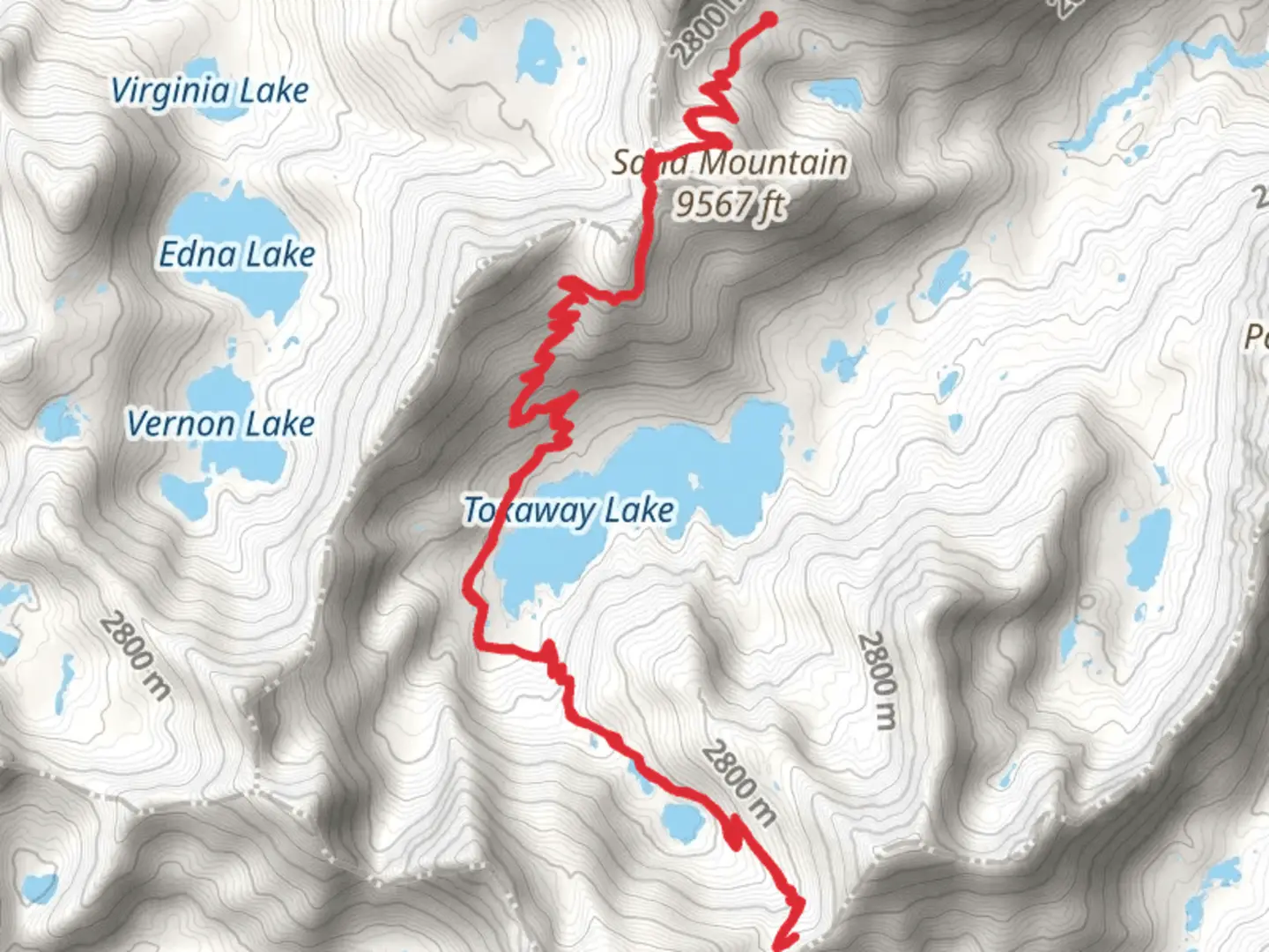 An image depicting the trail Toxaway Lake and Twin Lakes via Alice Lake-Redfish Lake Trail and its surrounding area.
