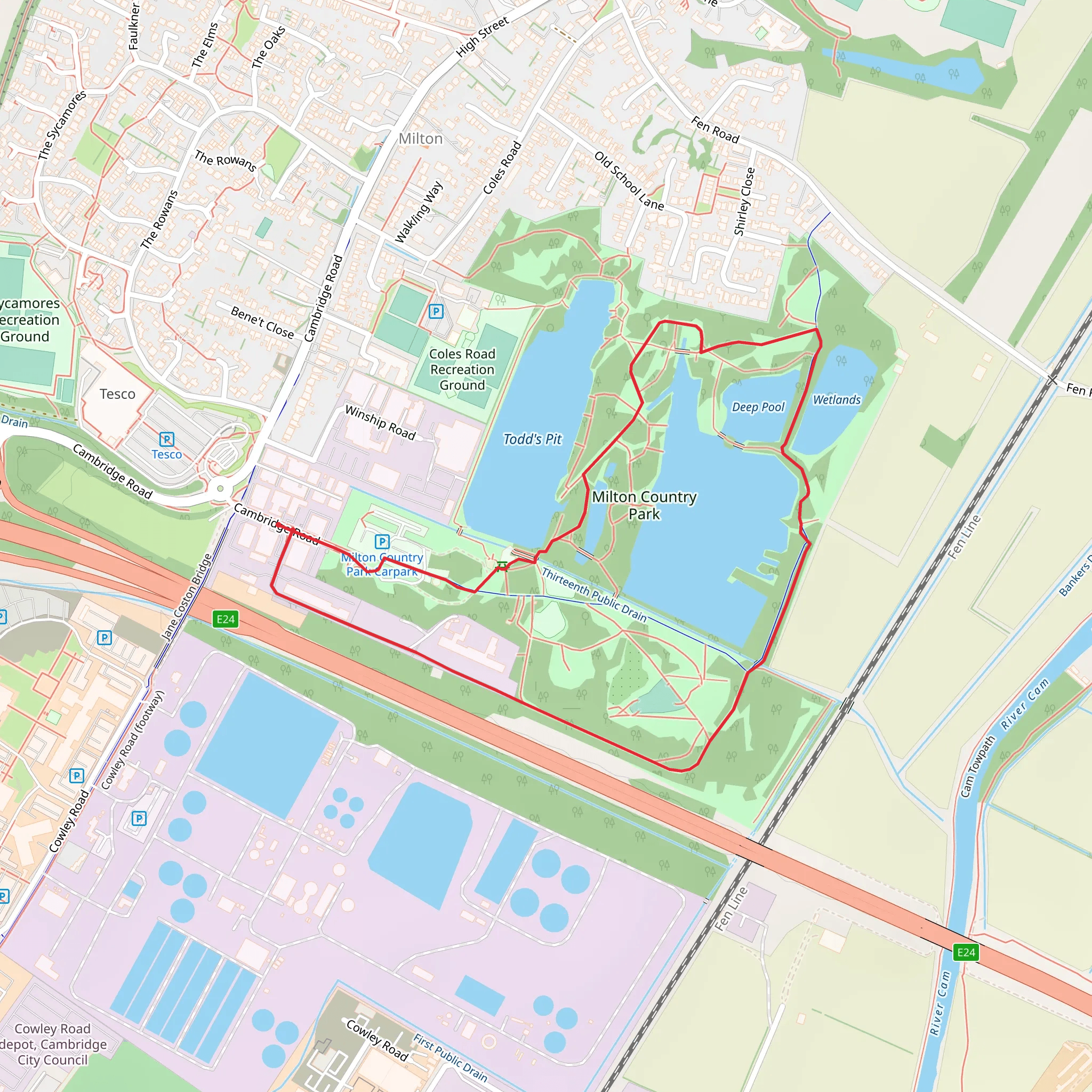 Milton Country Park Loop mobile static map