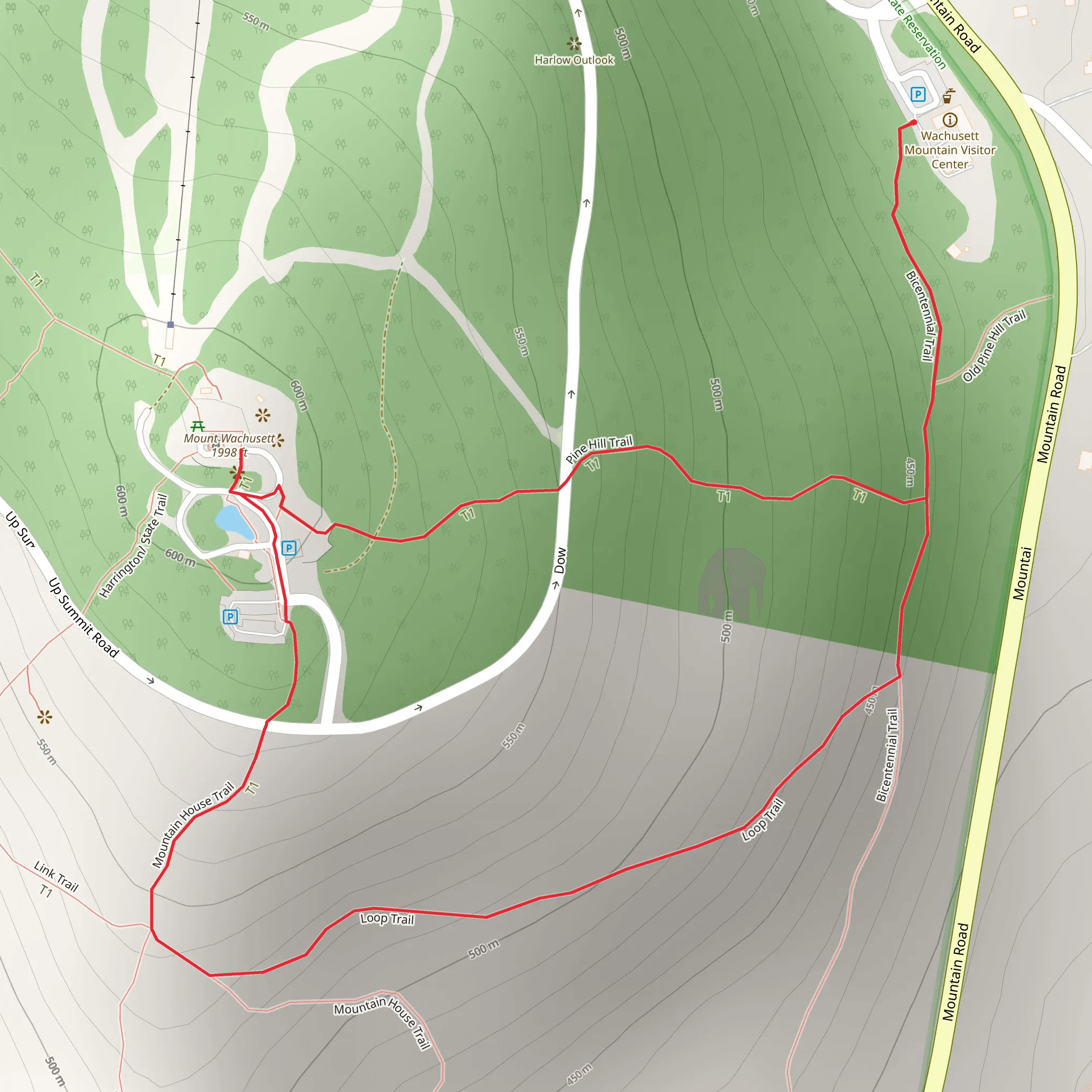 Mount Wachusett Loop Trail mobile static map