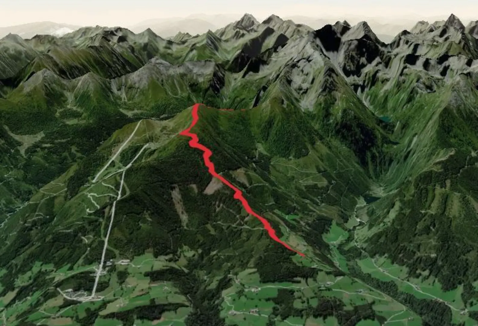 An image depicting the trail Gössenberg - Pleschnitzzinken - Ochsenkarhöhe - Scheibleck and its surrounding area.