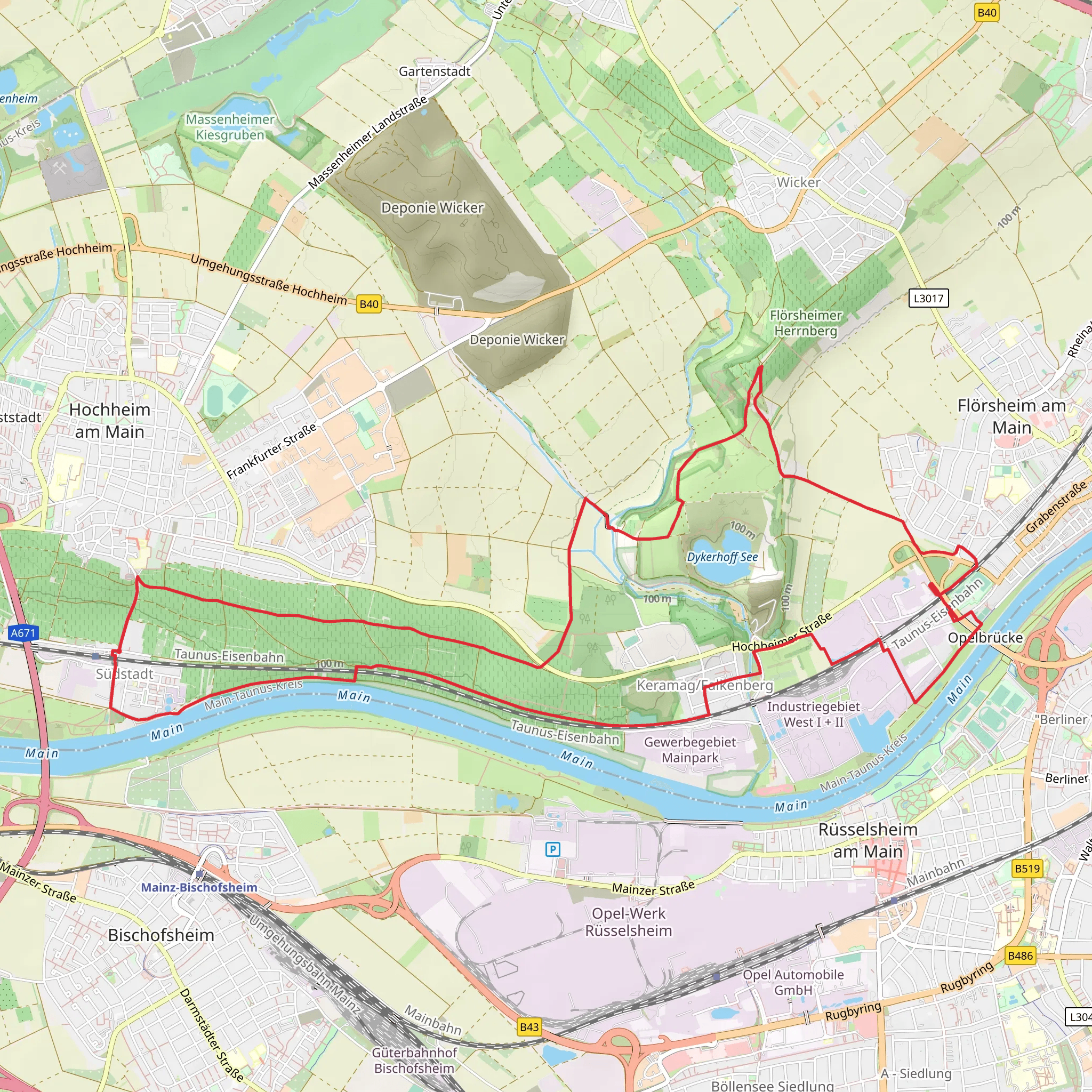 Hochheim and Main Loop mobile static map