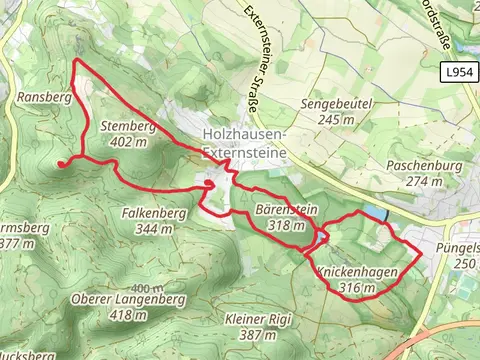 Oberer-Unterer Teich, Externsteine, Falkenburg Loop via Blaubeer Route