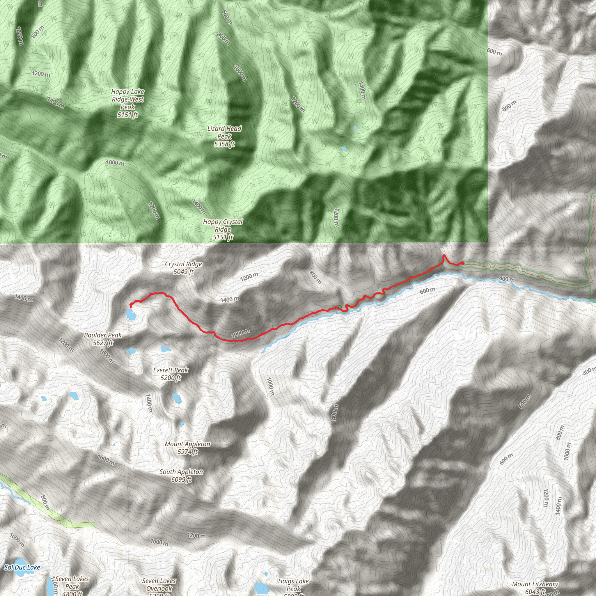 Boulder Lake via Olympic Hot Springs Trail mobile static map