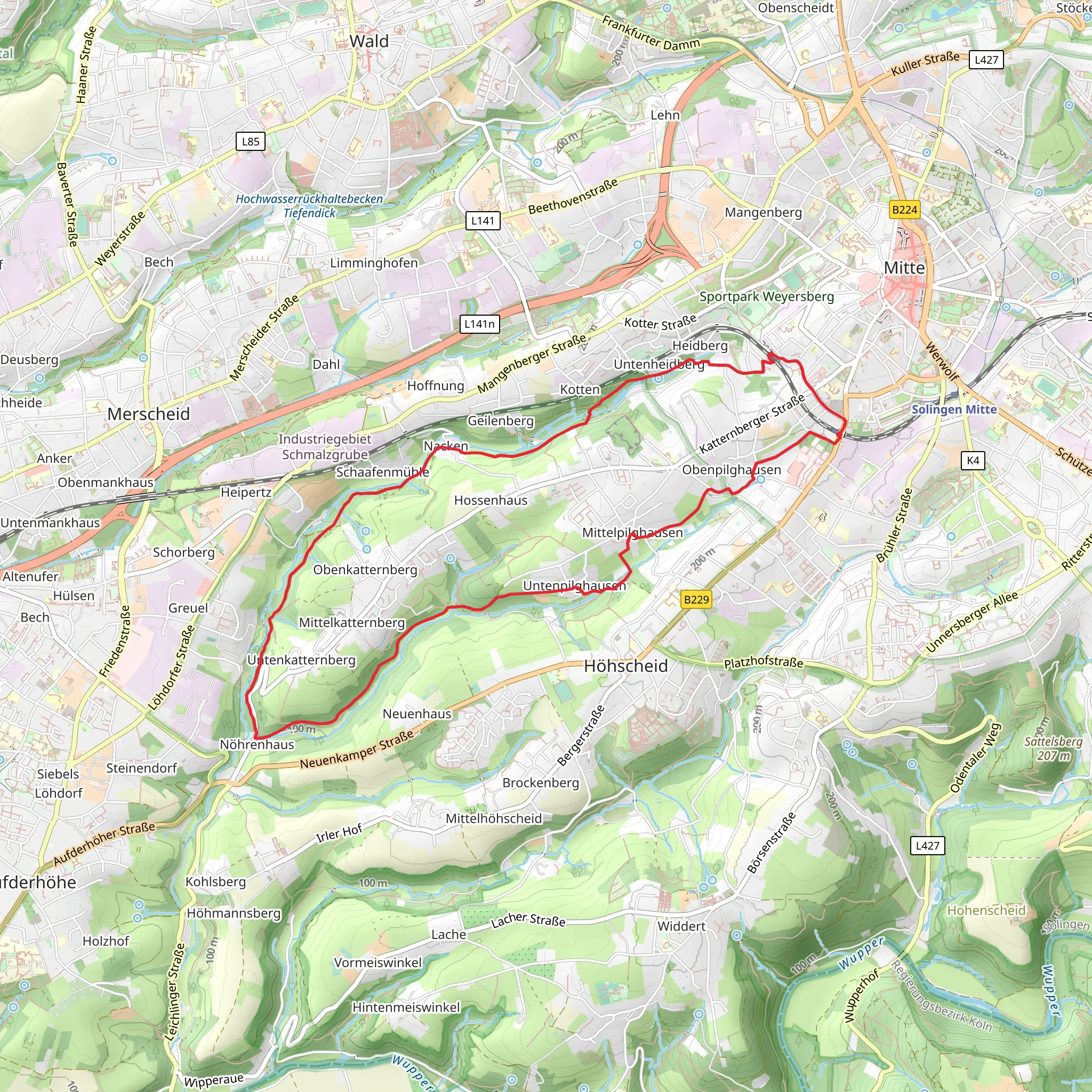 Liewerfrauenweg and Rund um Merscheid mobile static map